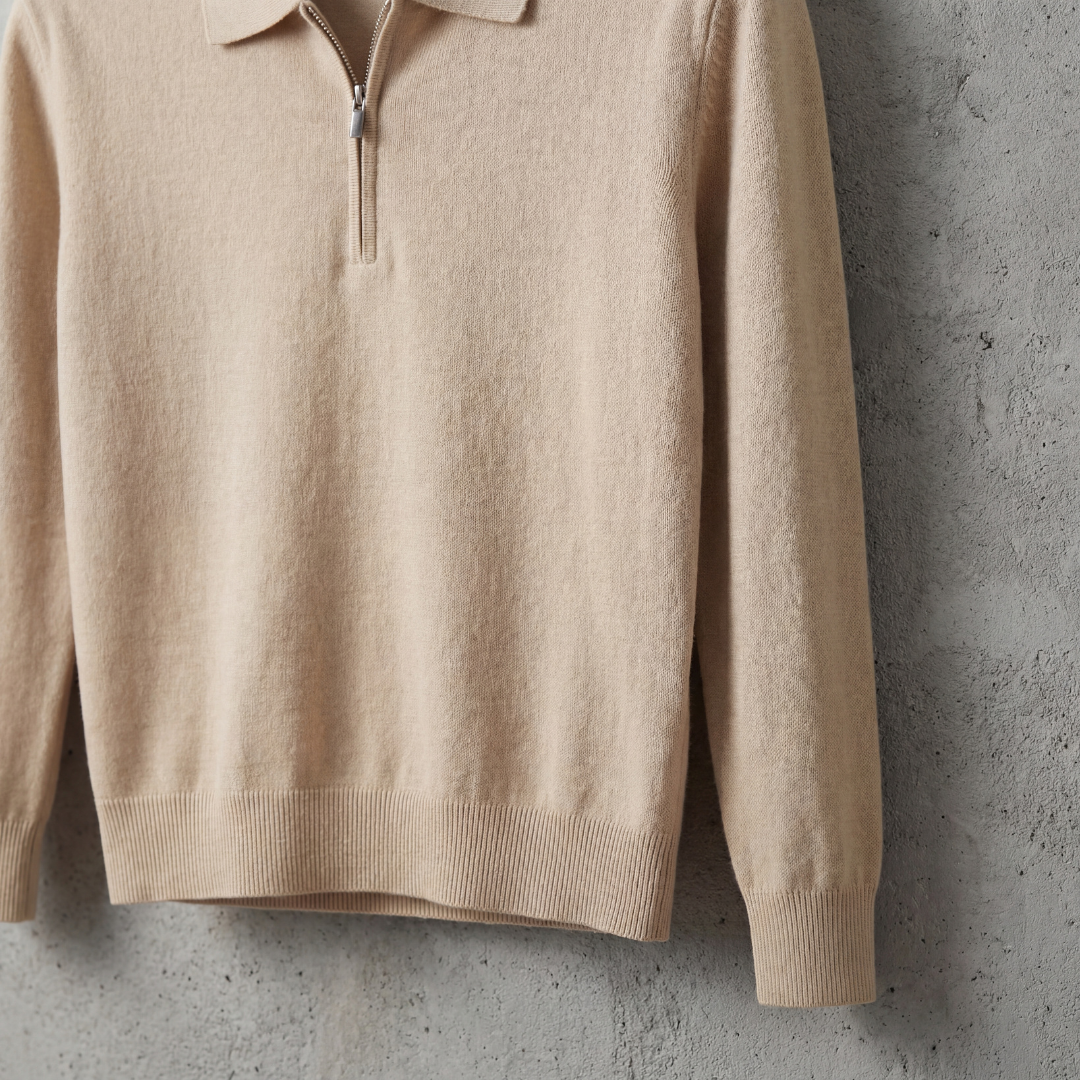 Herre poloshirt med halv lynlås