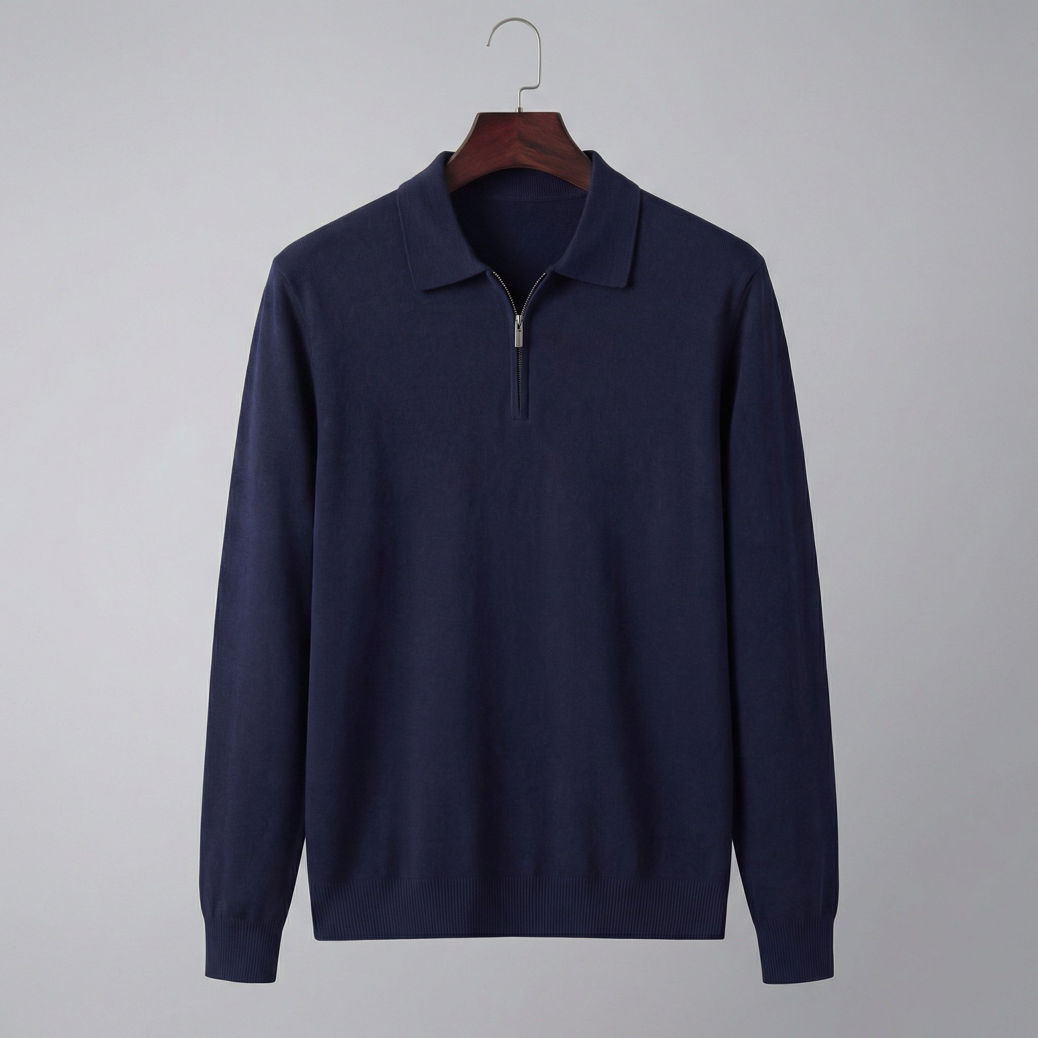 Herre poloshirt med halv lynlås