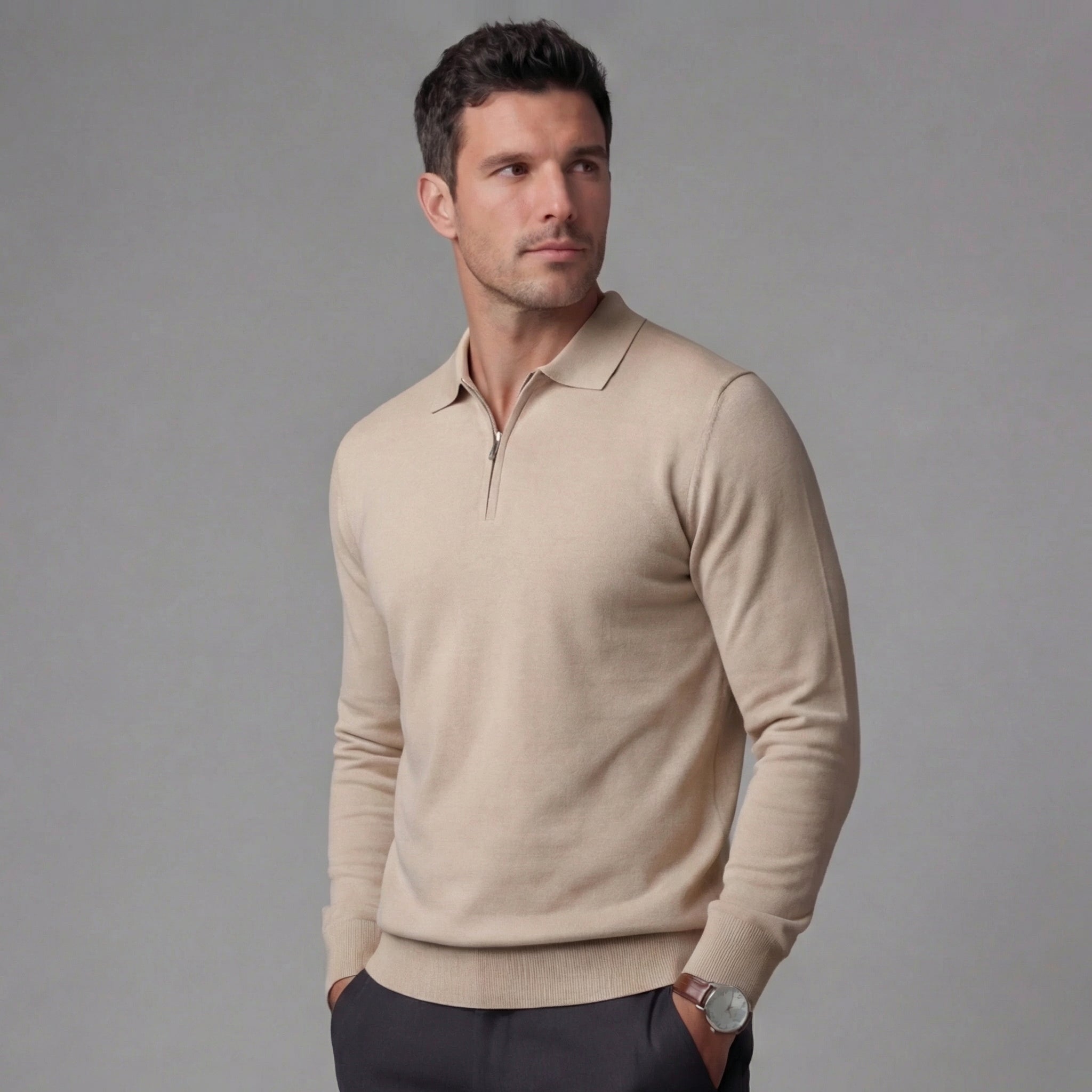 Polo da uomo con mezza zip