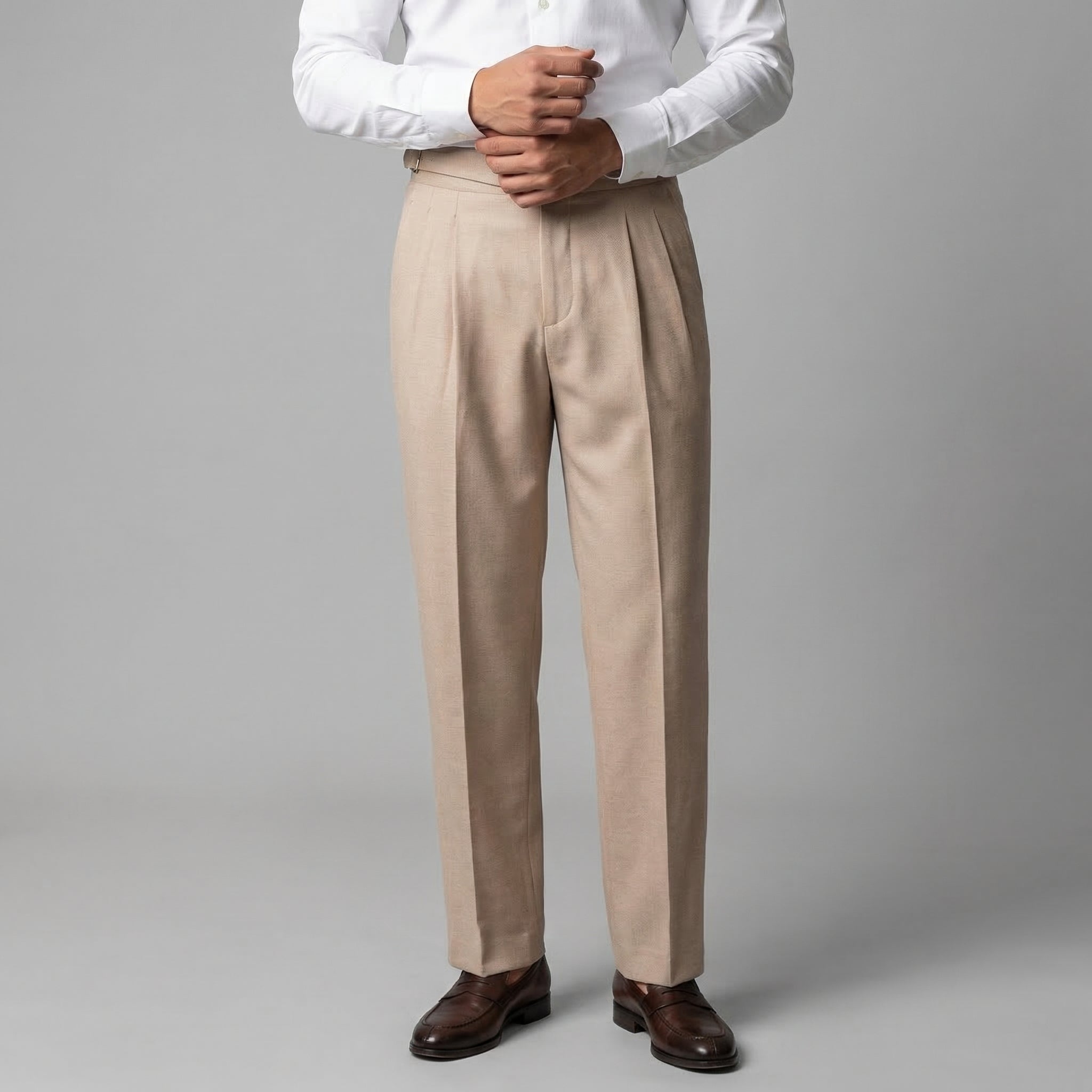 Men's High-Waisted Straight-Leg Trousers