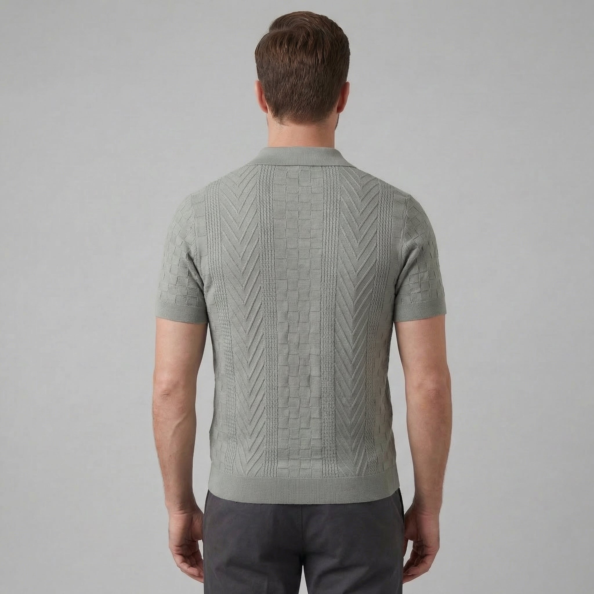 Men's Jacquard Polo Shirt - Slim Tailored Fit