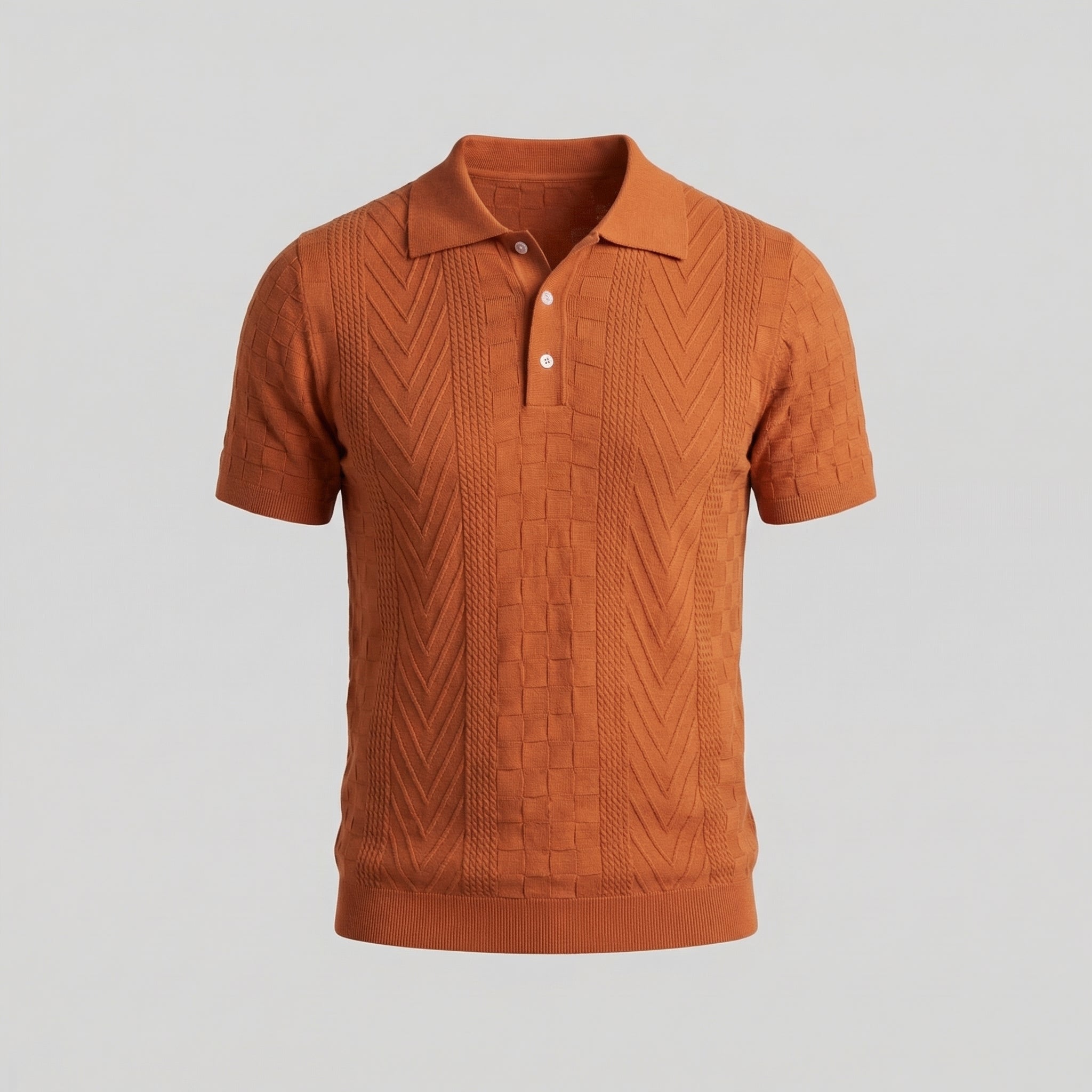 Men's Jacquard Polo Shirt - Slim Tailored Fit