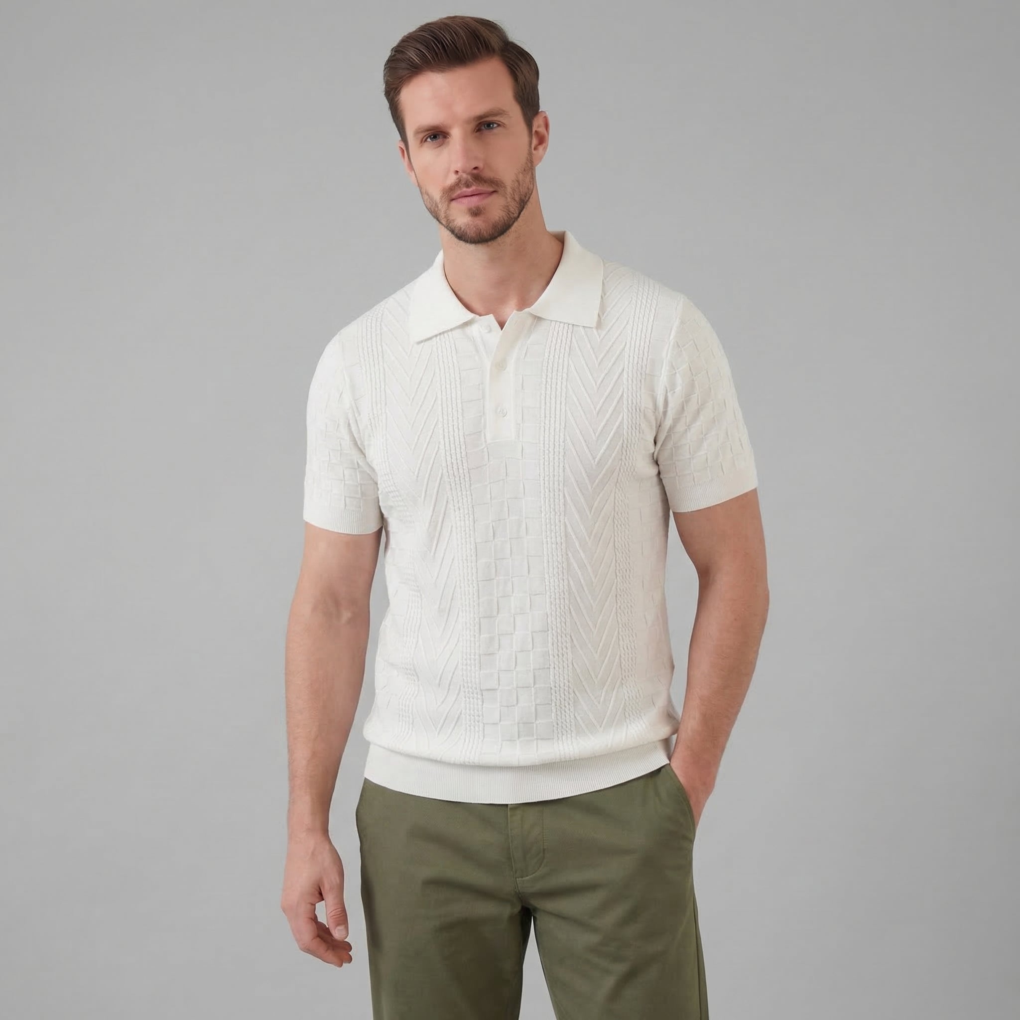 Polo jacquard - vestibilità slim sartoriale da uomo