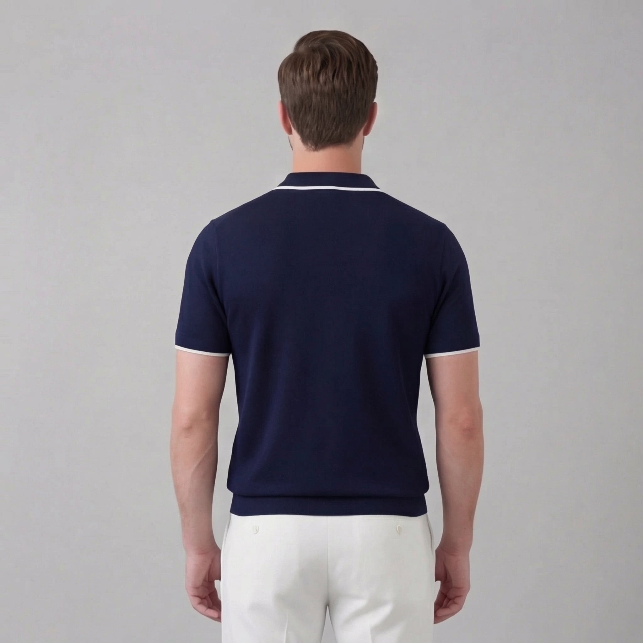 Men’s Knit Polo Shirt with White Trim