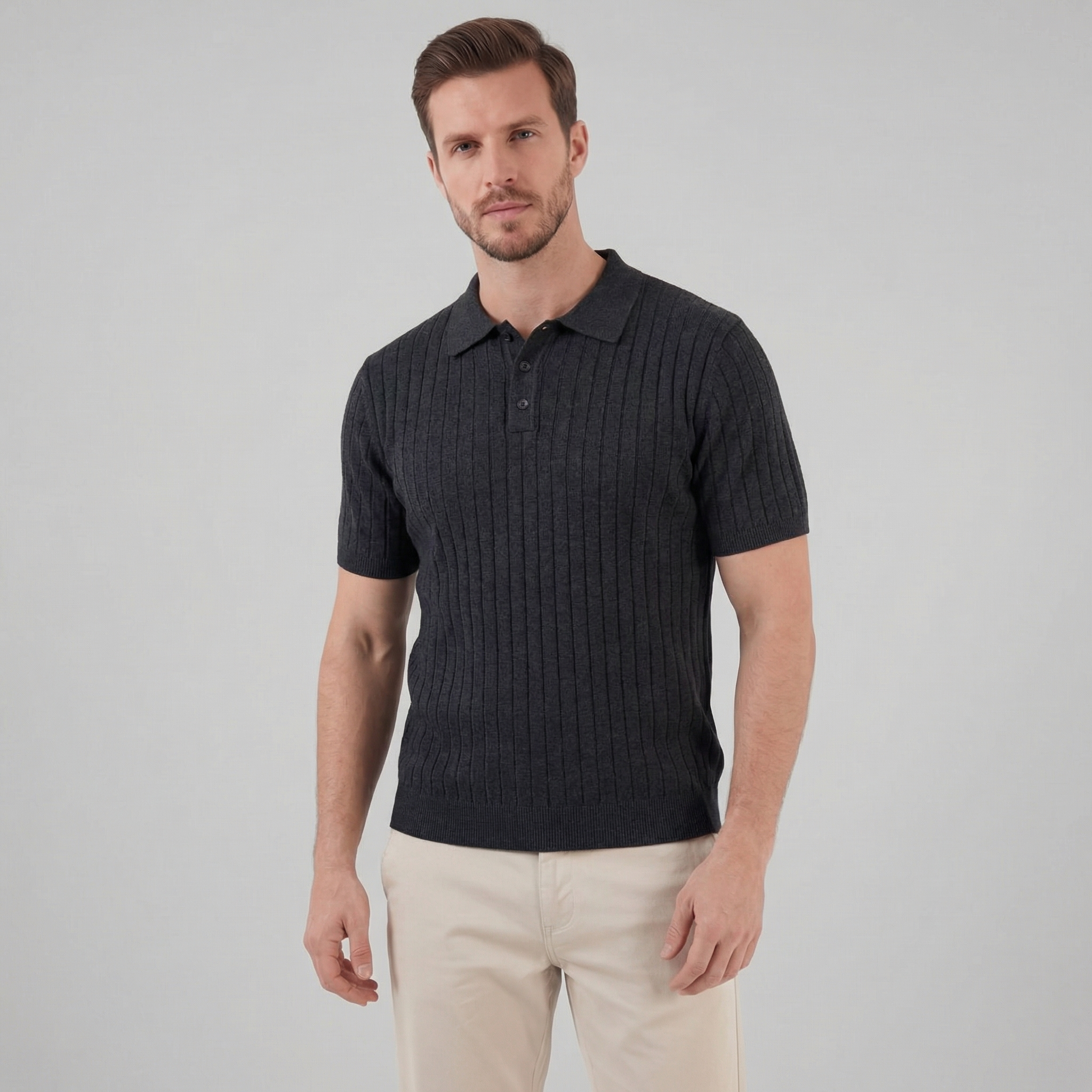 Polo de Punto a Rayas para Hombre