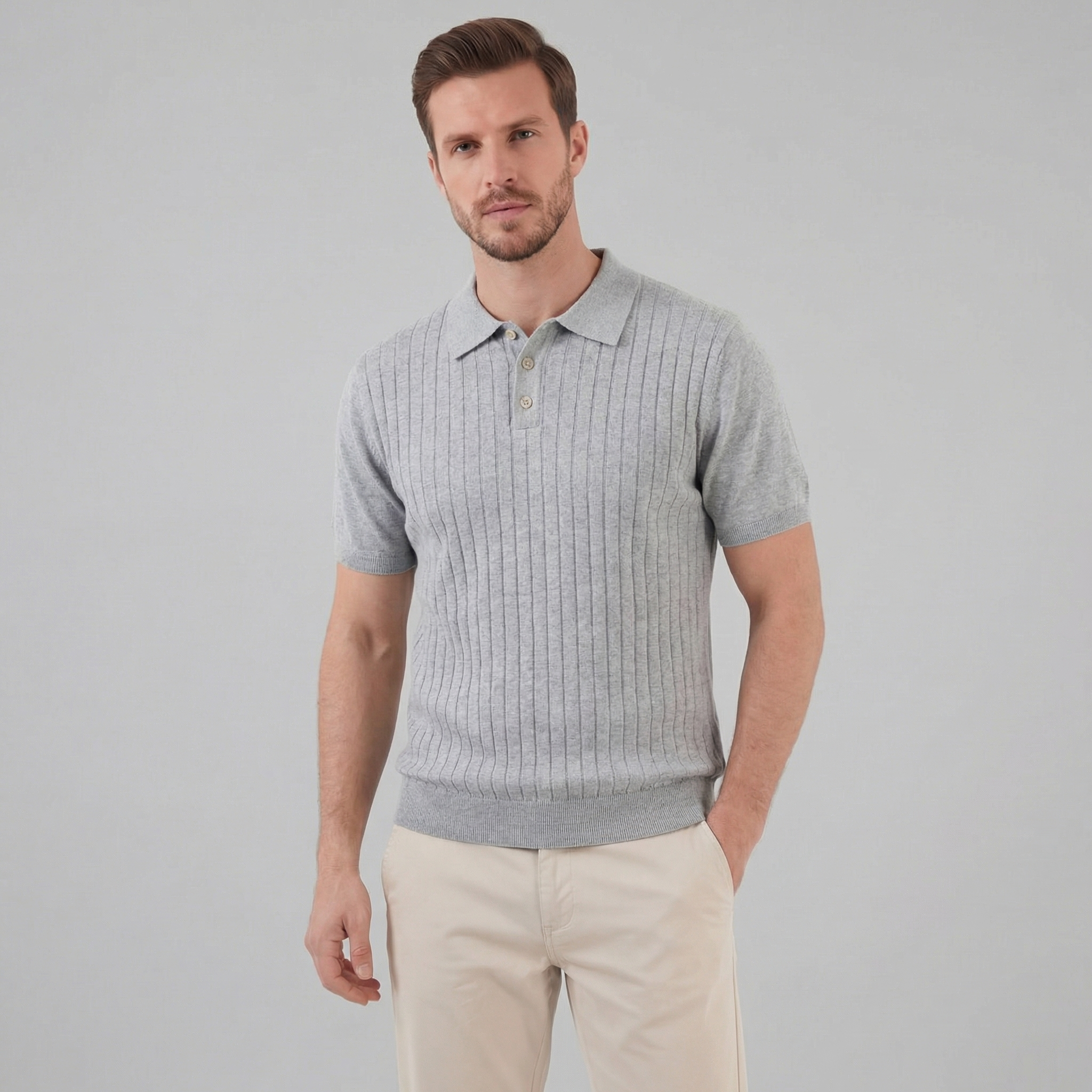 Polo de Punto a Rayas para Hombre