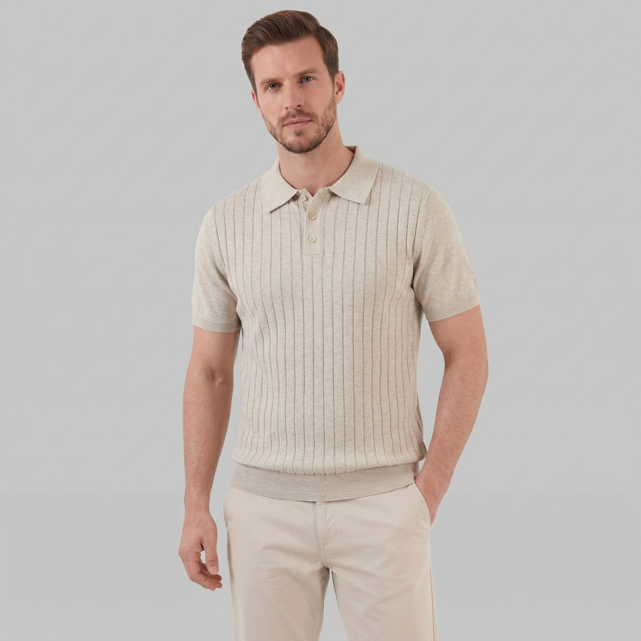 Herren Gestricktes Gestreiftes Polo