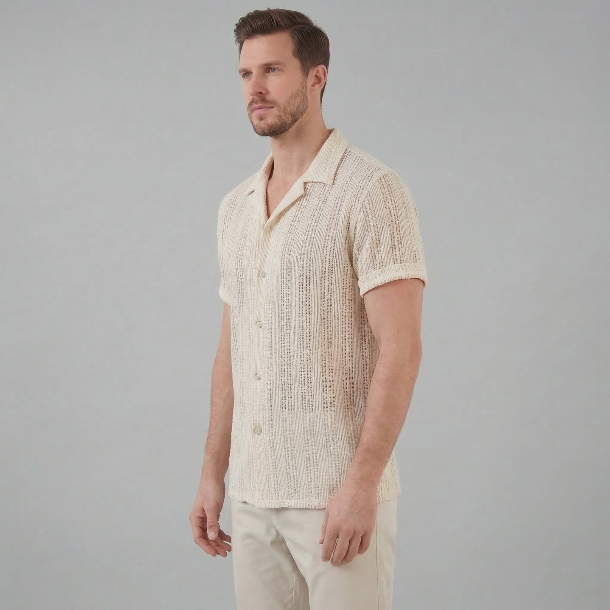 Camisa ligera de botones para verano para hombre