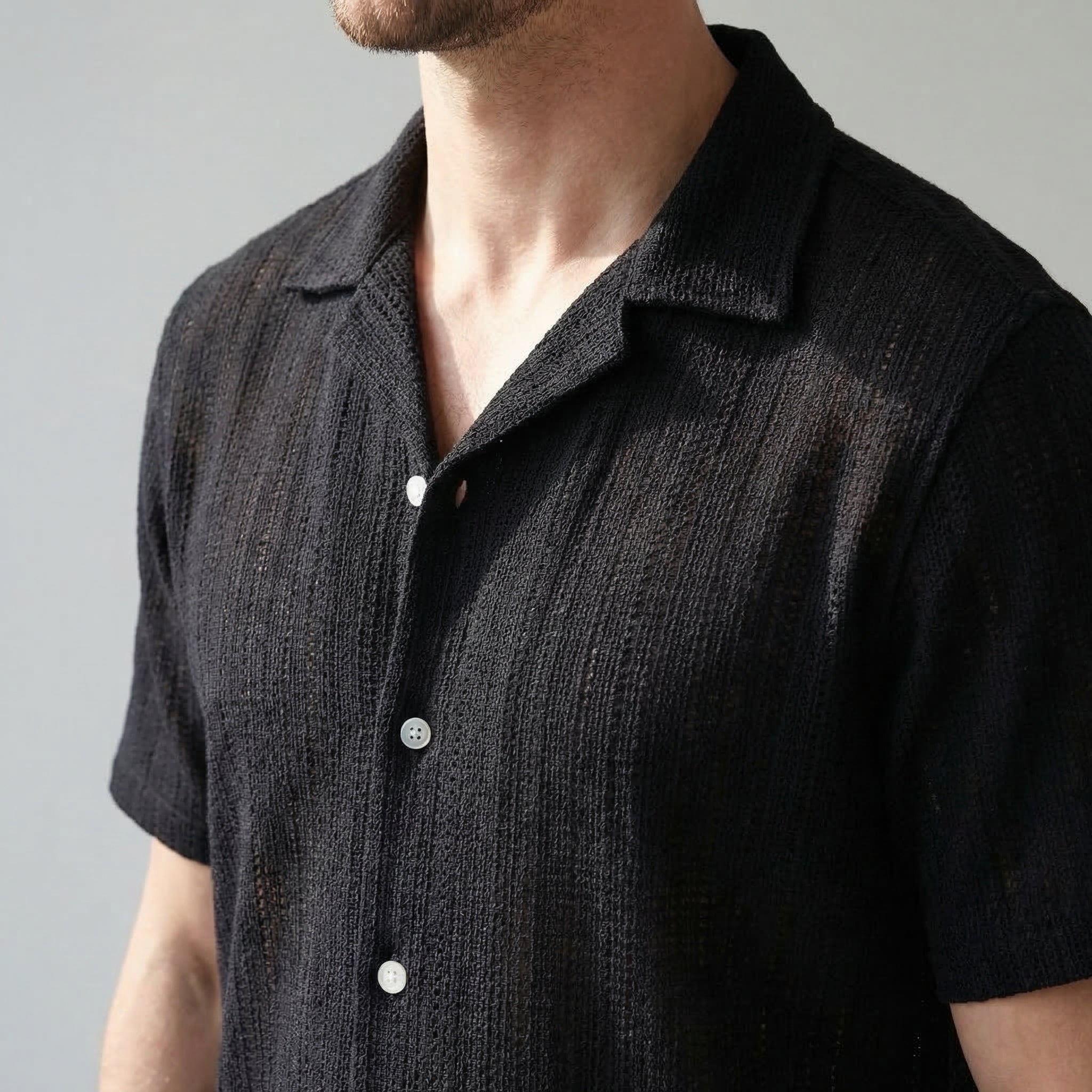 Camisa ligera de botones para verano para hombre