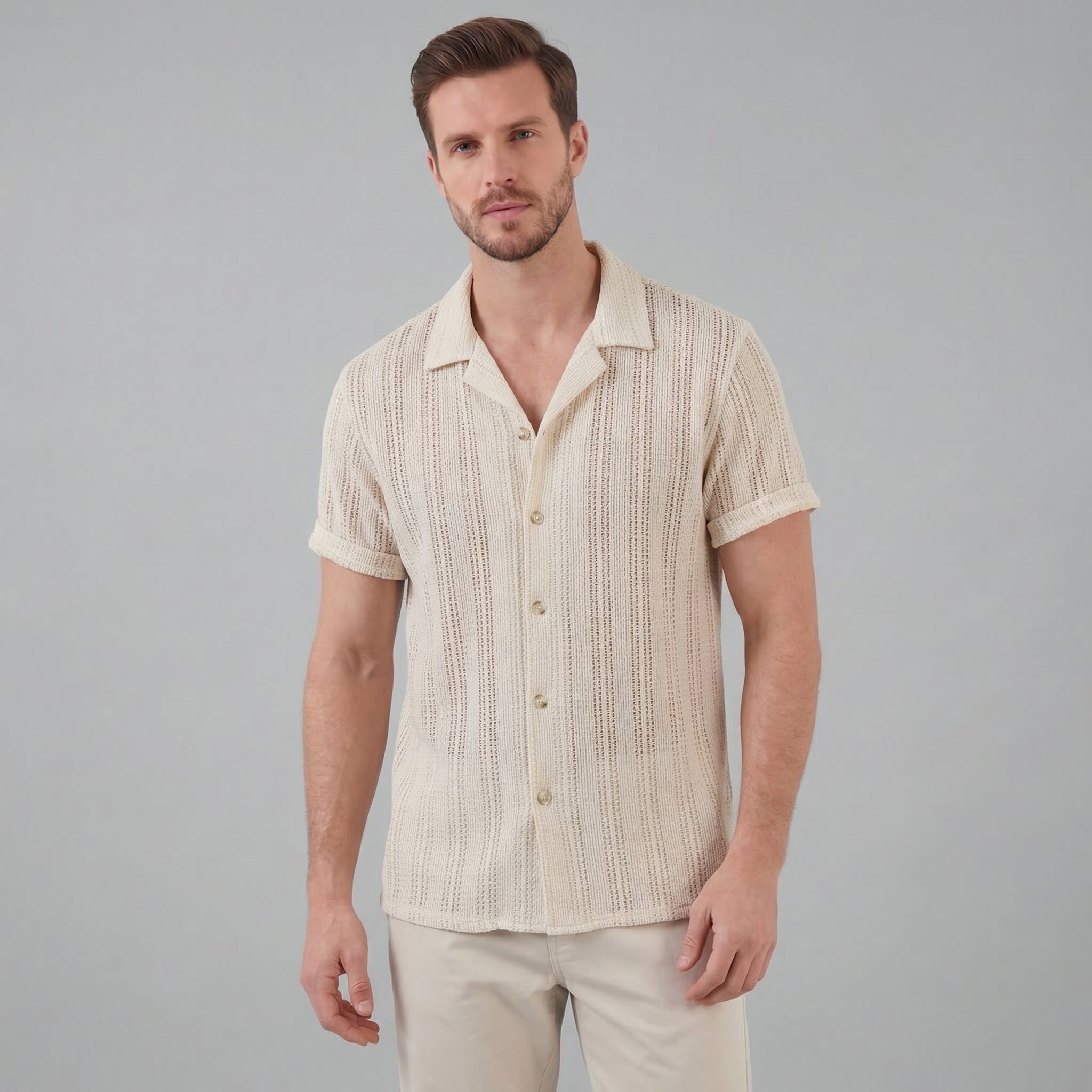 Camicia leggera estiva da uomo con bottoni