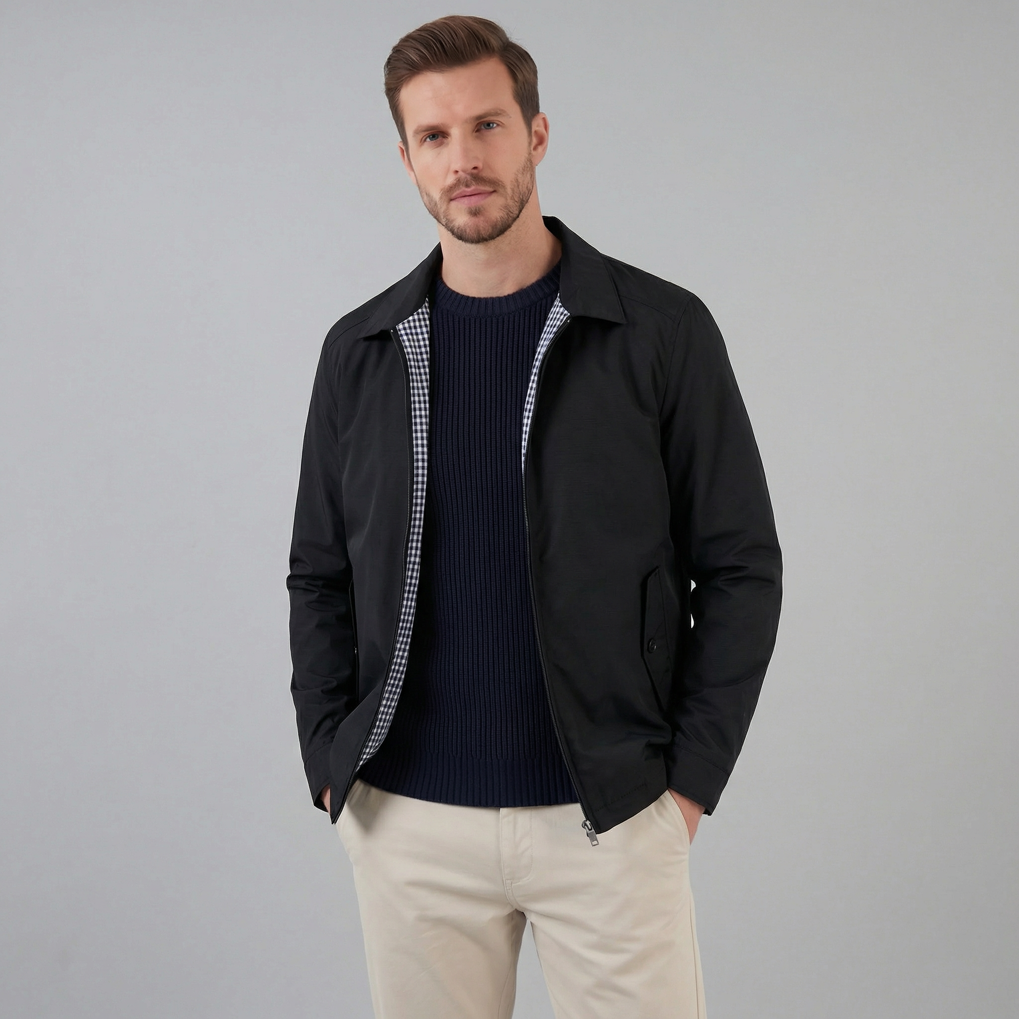 Chaqueta ligera con cremallera para hombre