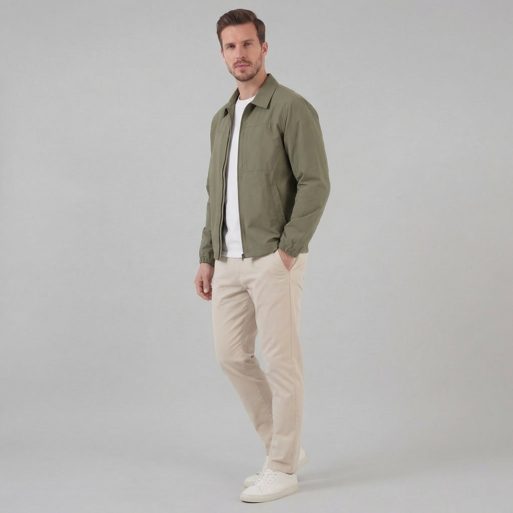 Chaqueta Ligera de Primavera con Cremallera para Hombre