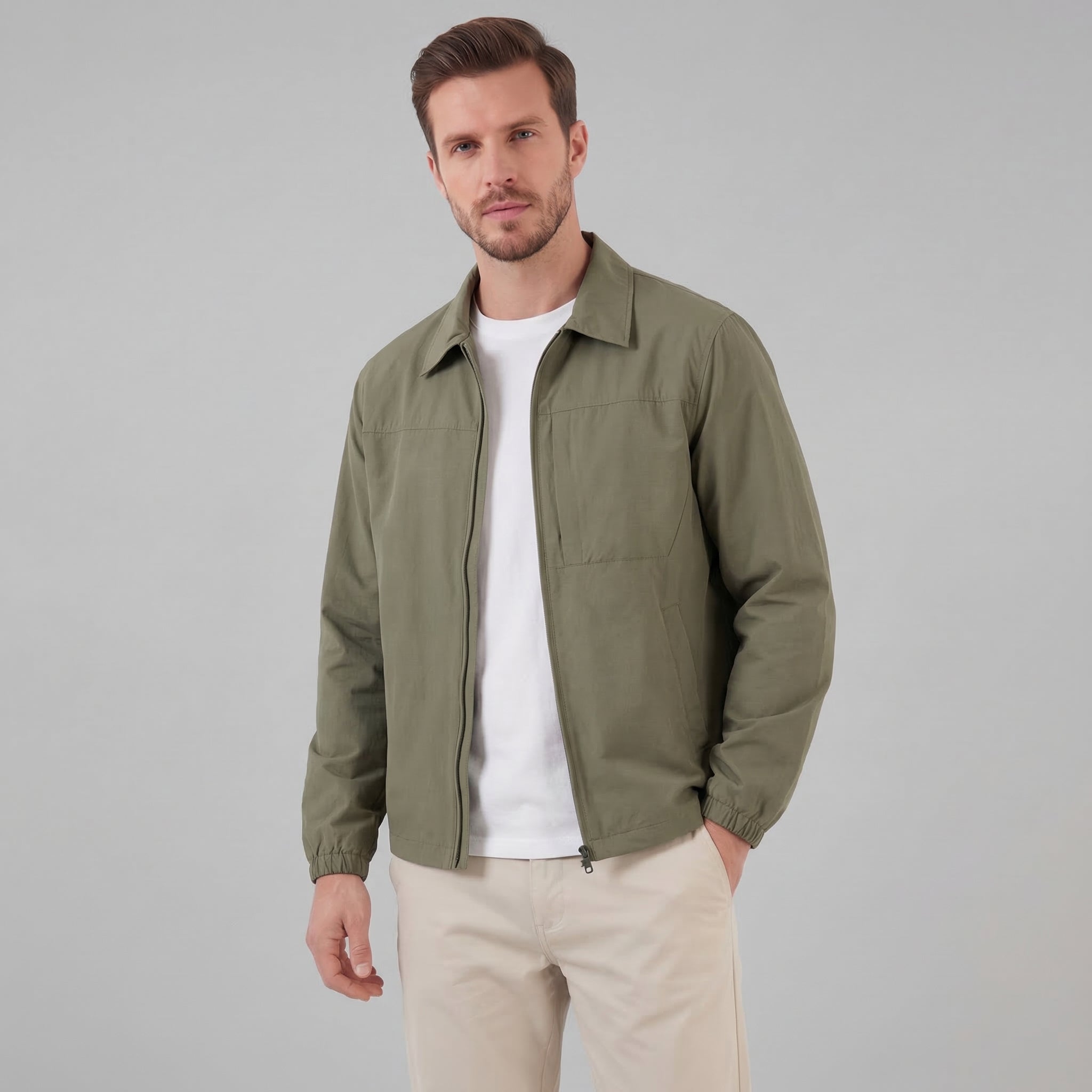 Giacca primaverile leggera con zip da uomo