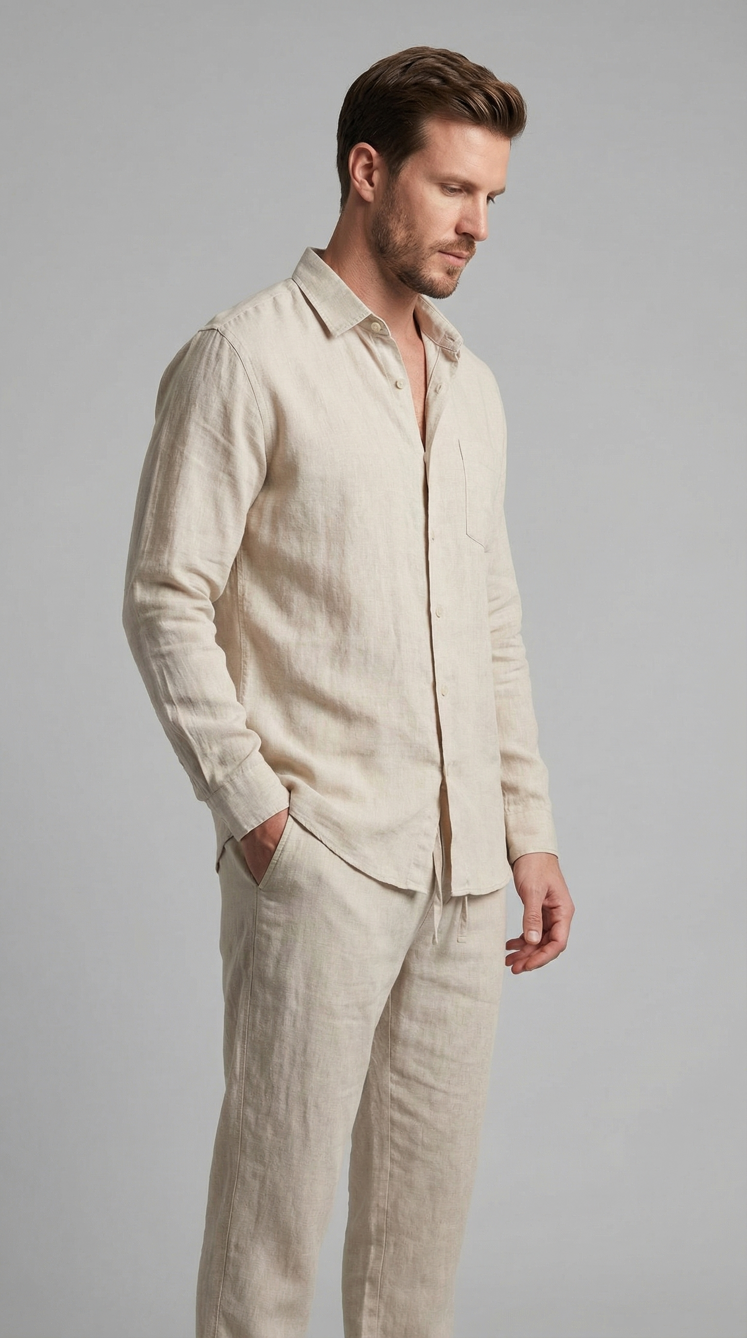 Herren Leinen Koordinaten-Set