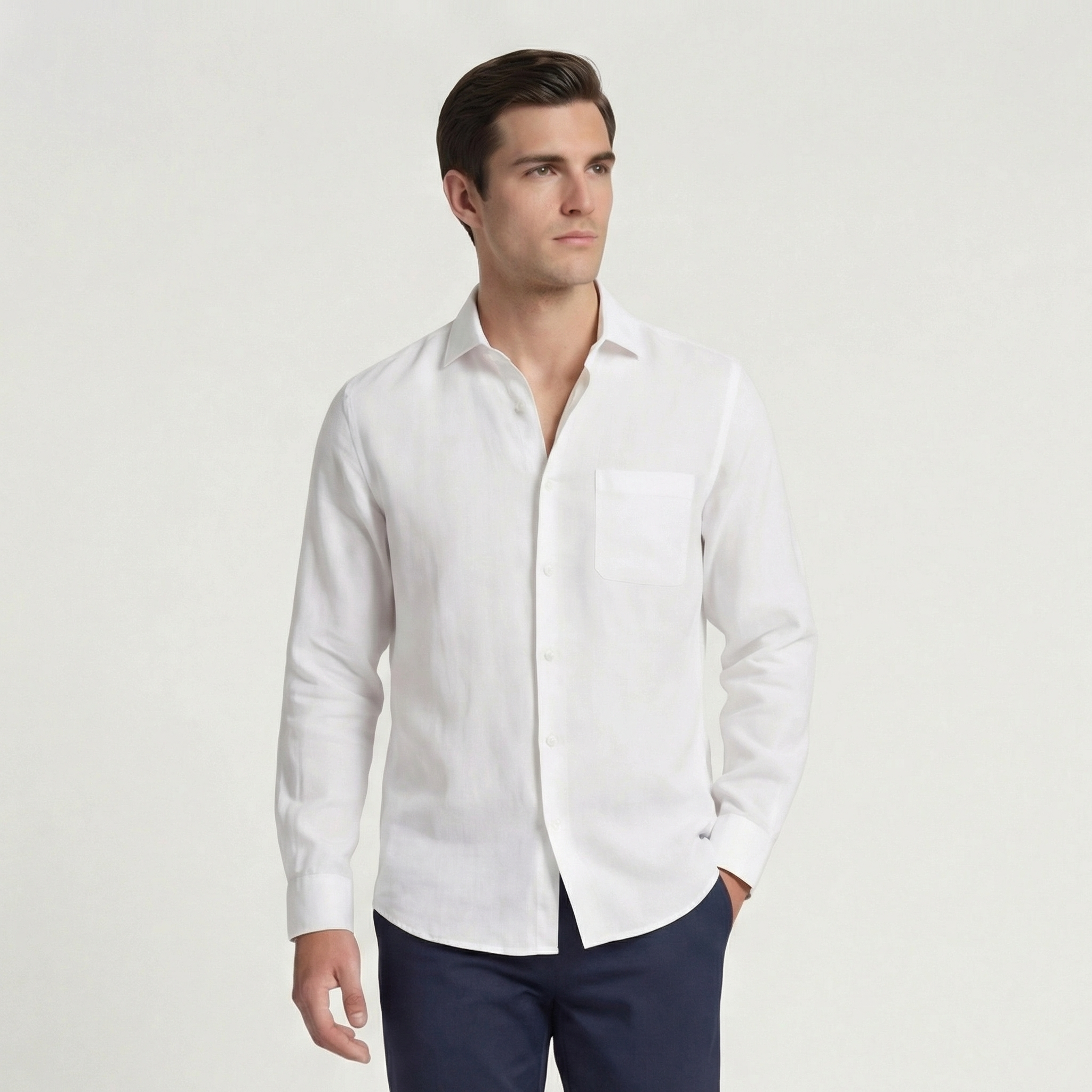 Camicia da uomo in lino a maniche lunghe