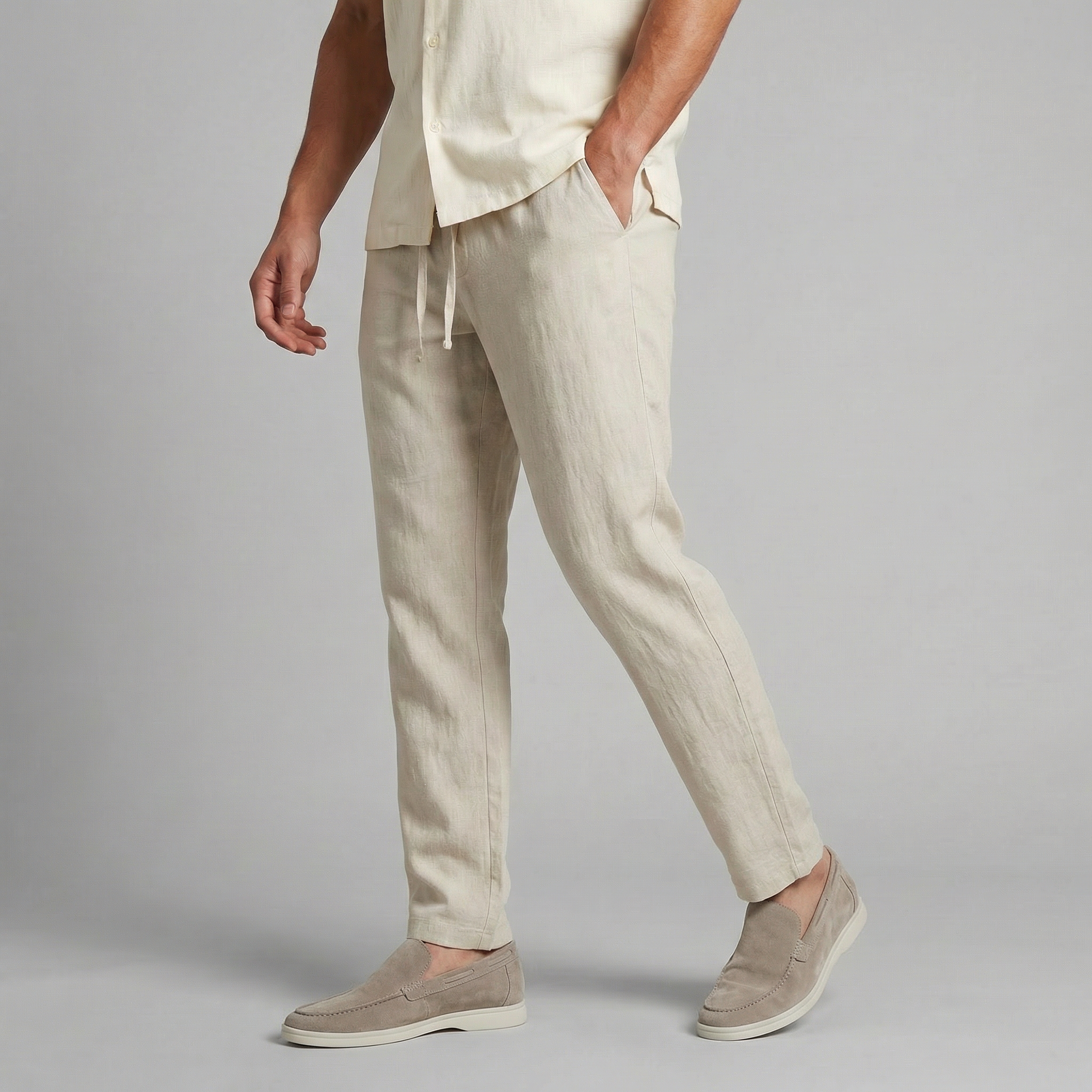 Pantaloni in lino da uomo per comfort casual