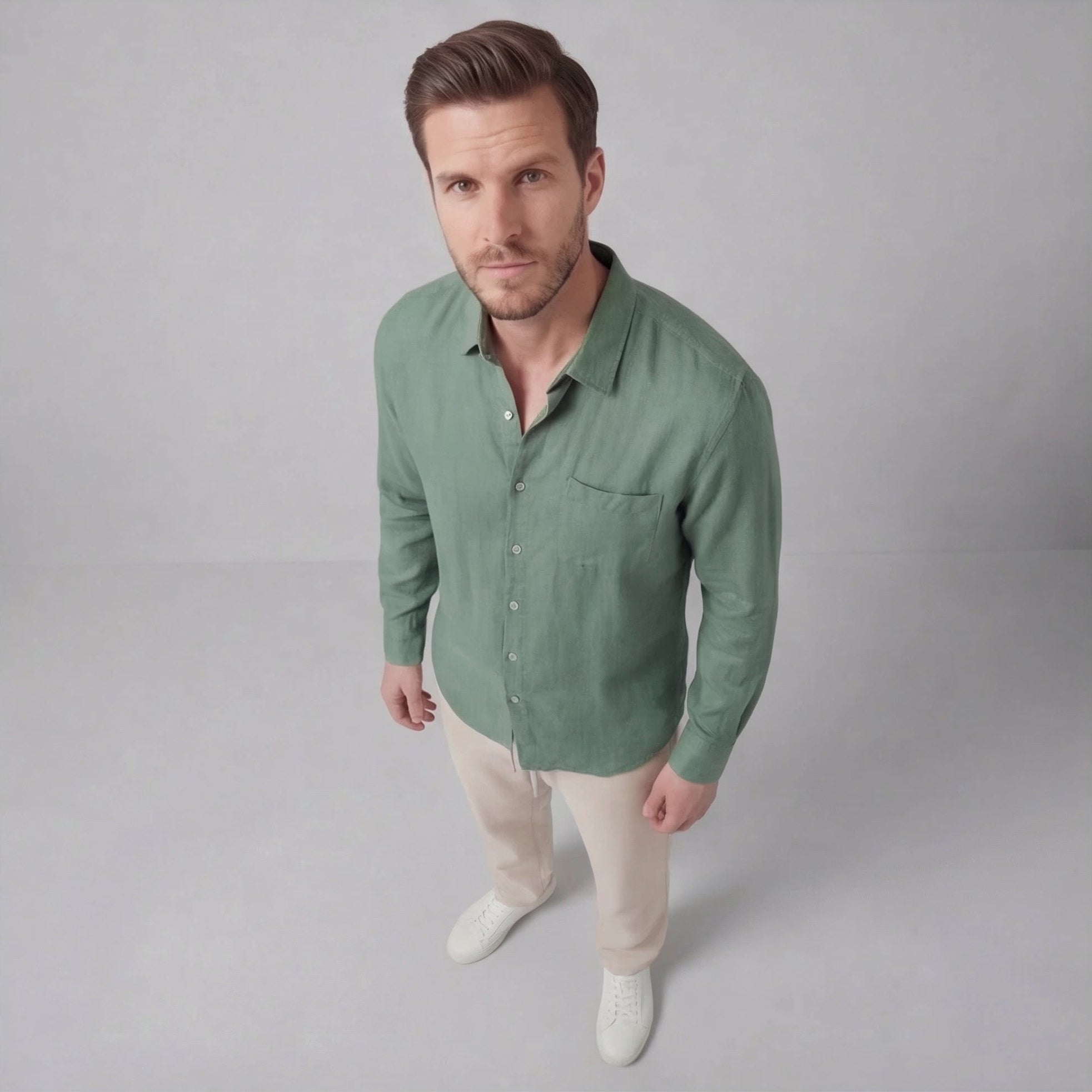 Completo in lino a maniche lunghe da uomo