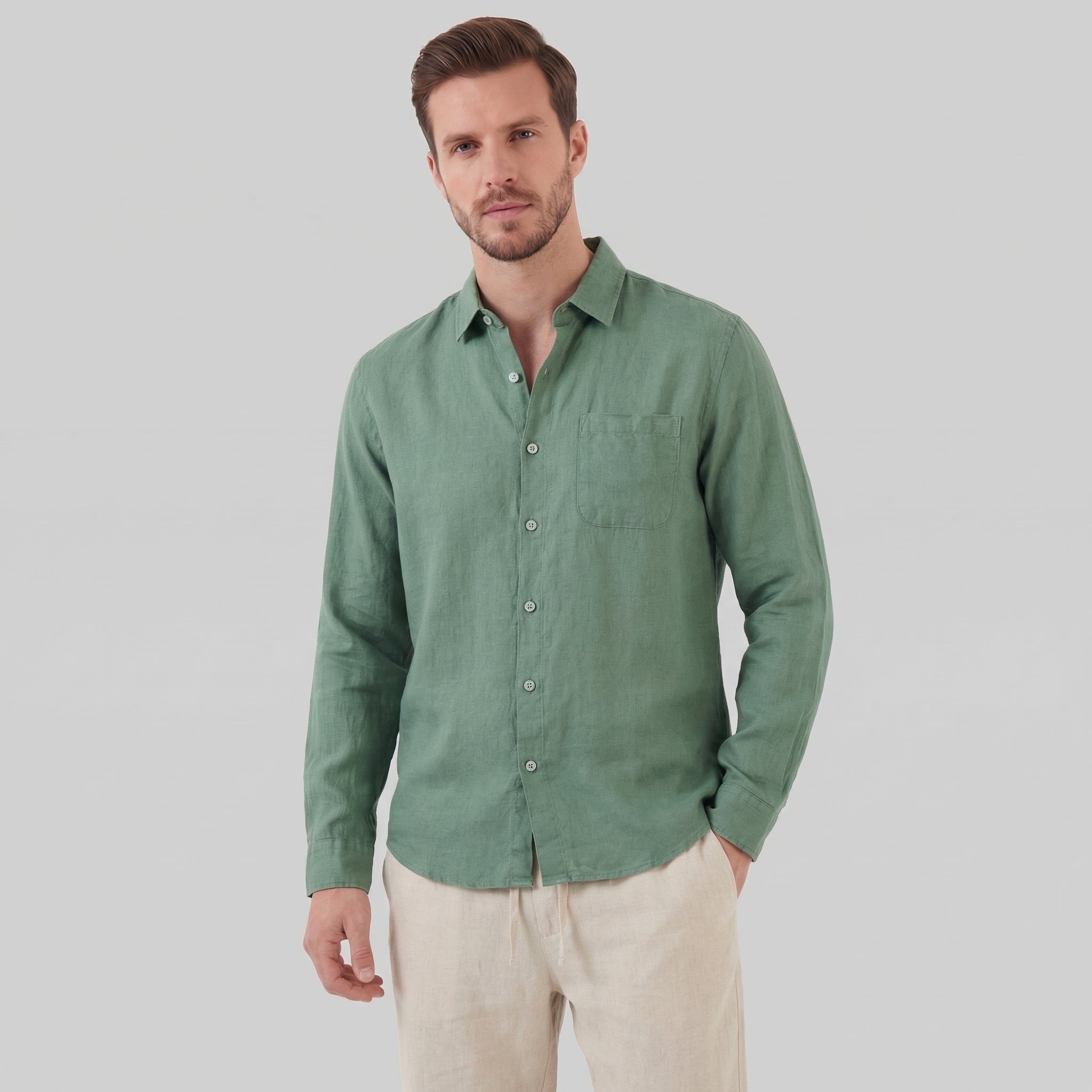 Completo in lino a maniche lunghe da uomo