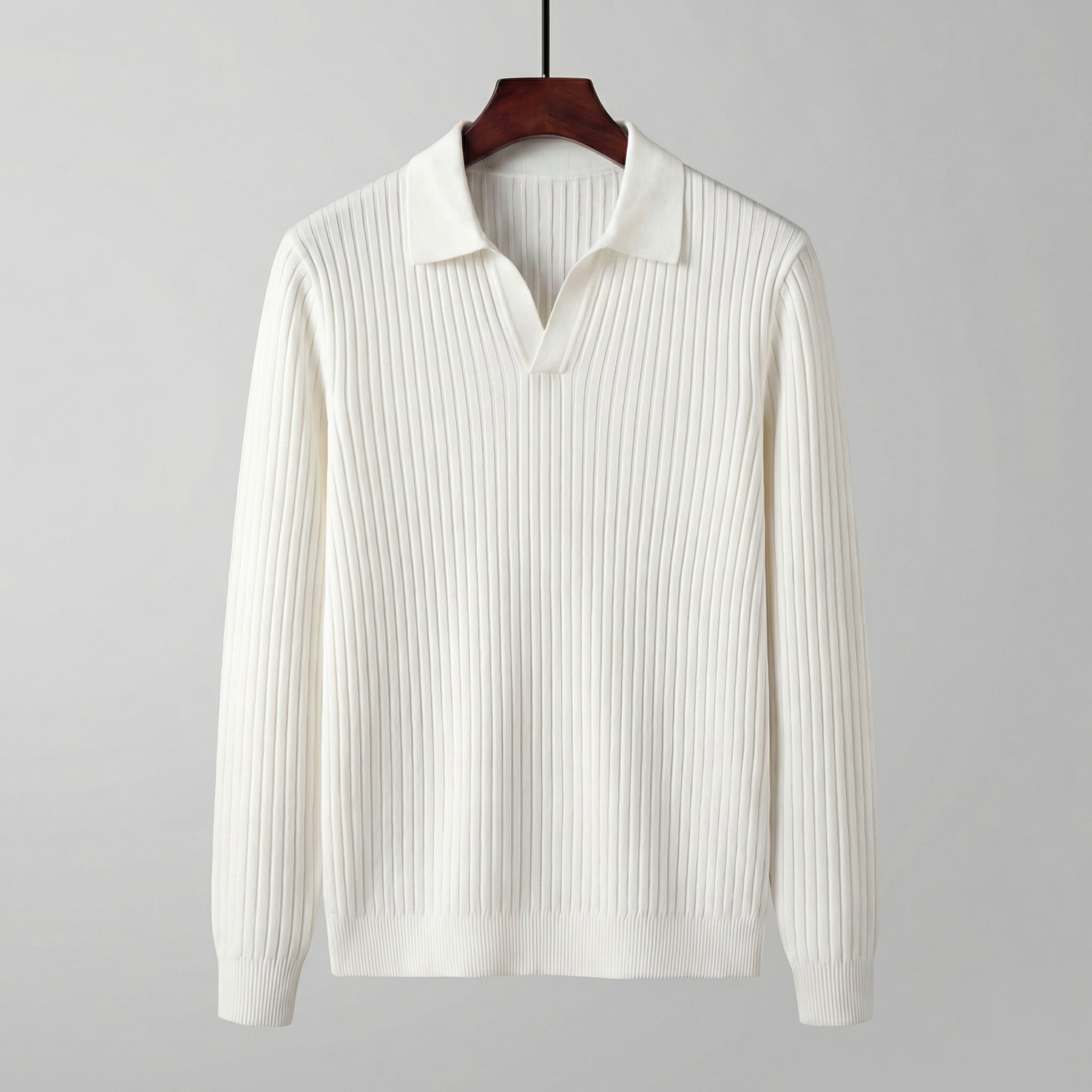 Polo da uomo a maniche lunghe con scollo a V