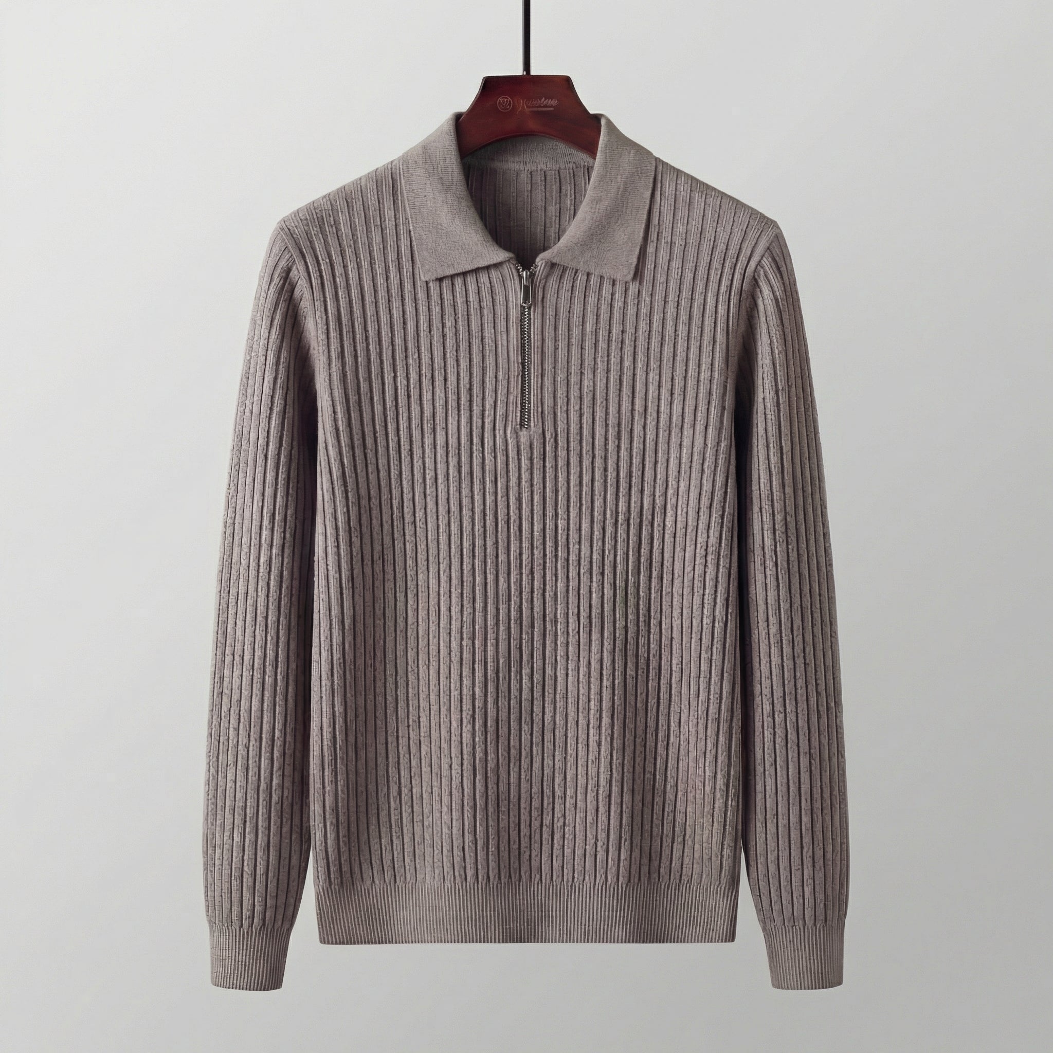 Herren Polopullover mit Reißverschluss und langen Ärmeln