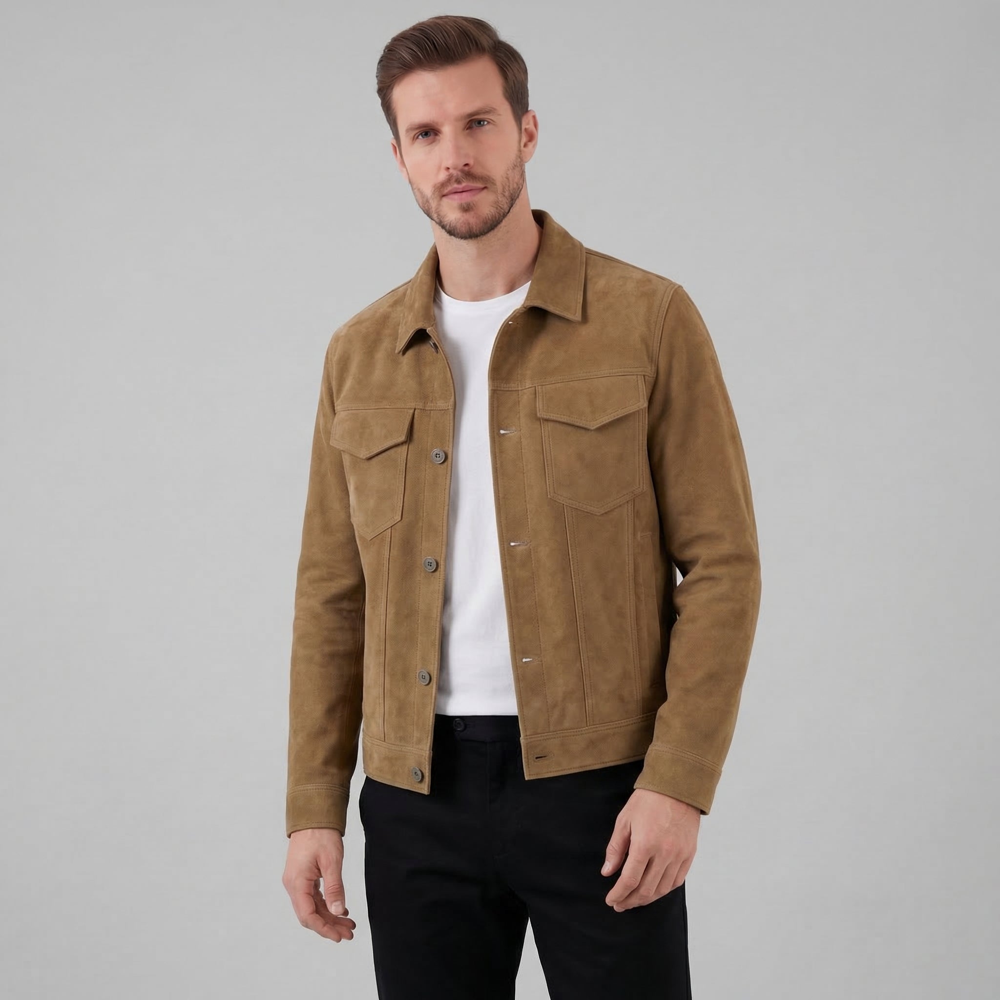 Men's Minimalist Button Closure Jacket