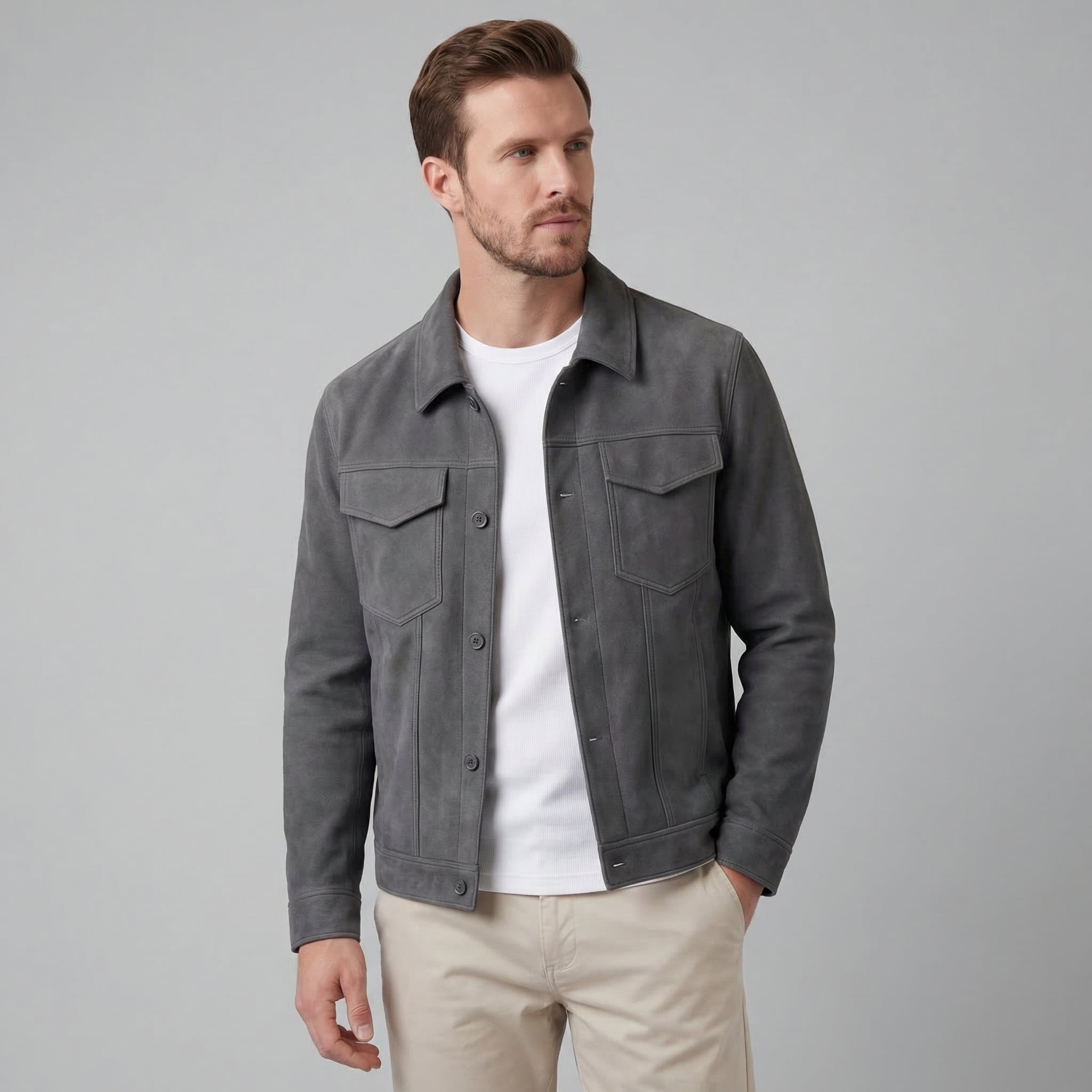 Giacca minimalista con chiusura a bottoni da uomo