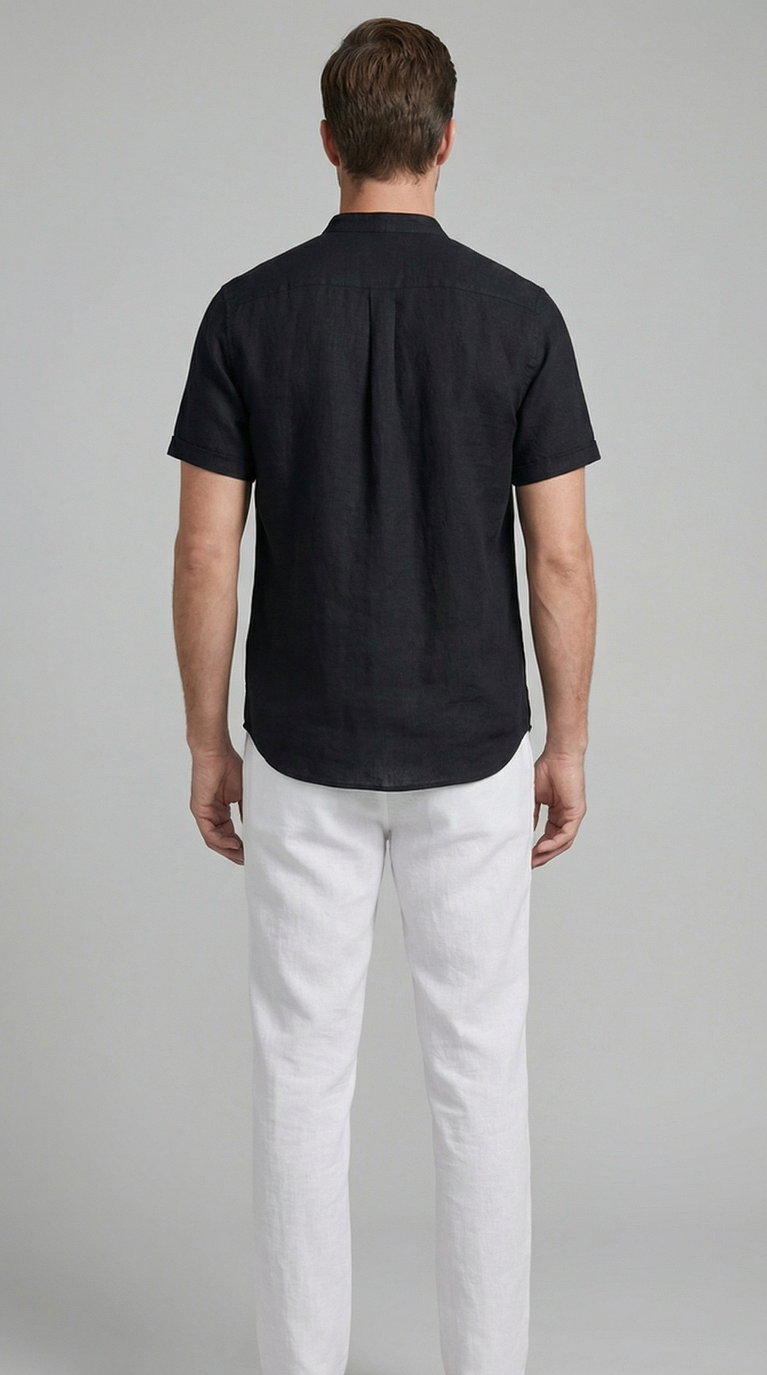 Conjunto de camisa polo y pantalón de lino para hombre