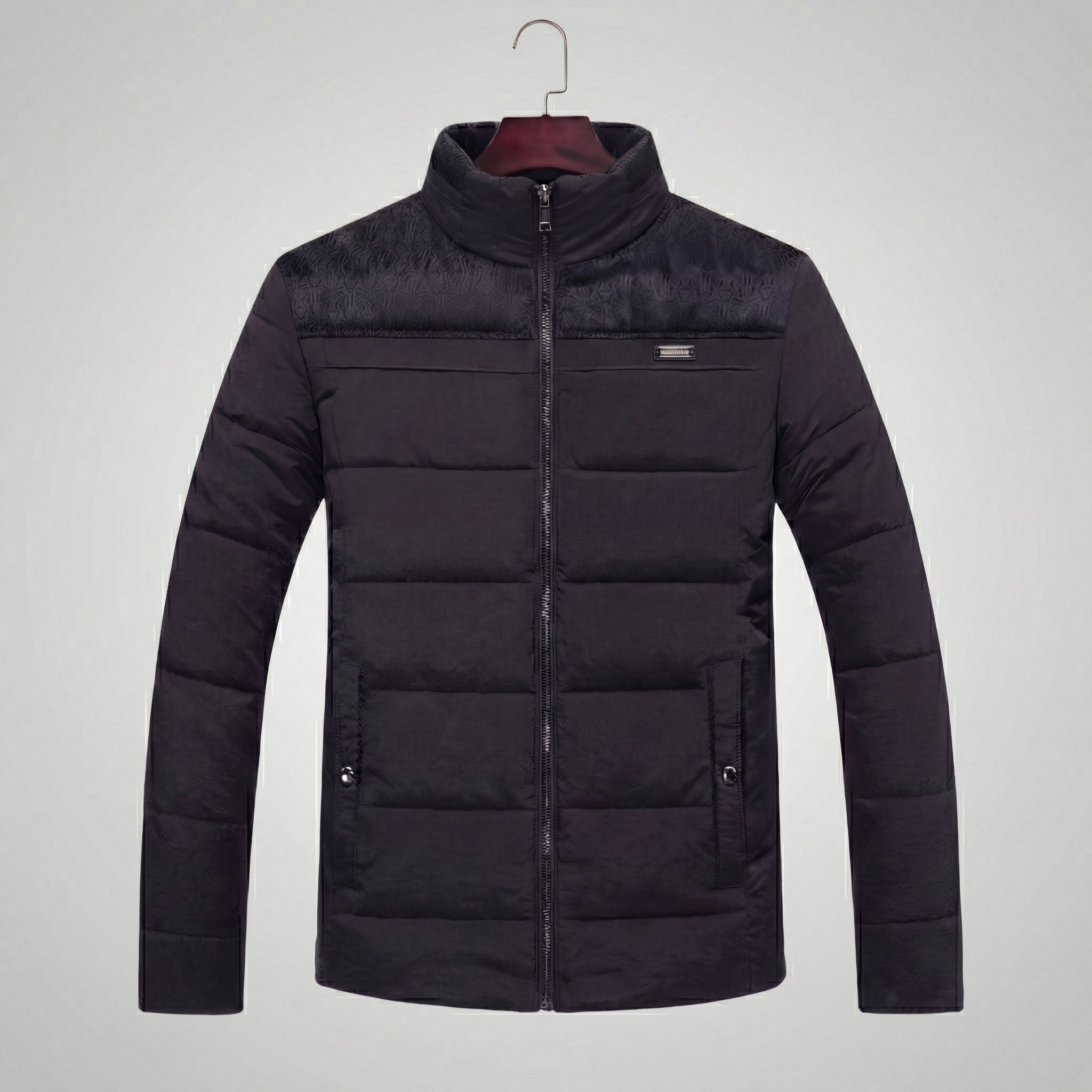 Chaqueta de forro polar acolchada con cuello alto para hombre
