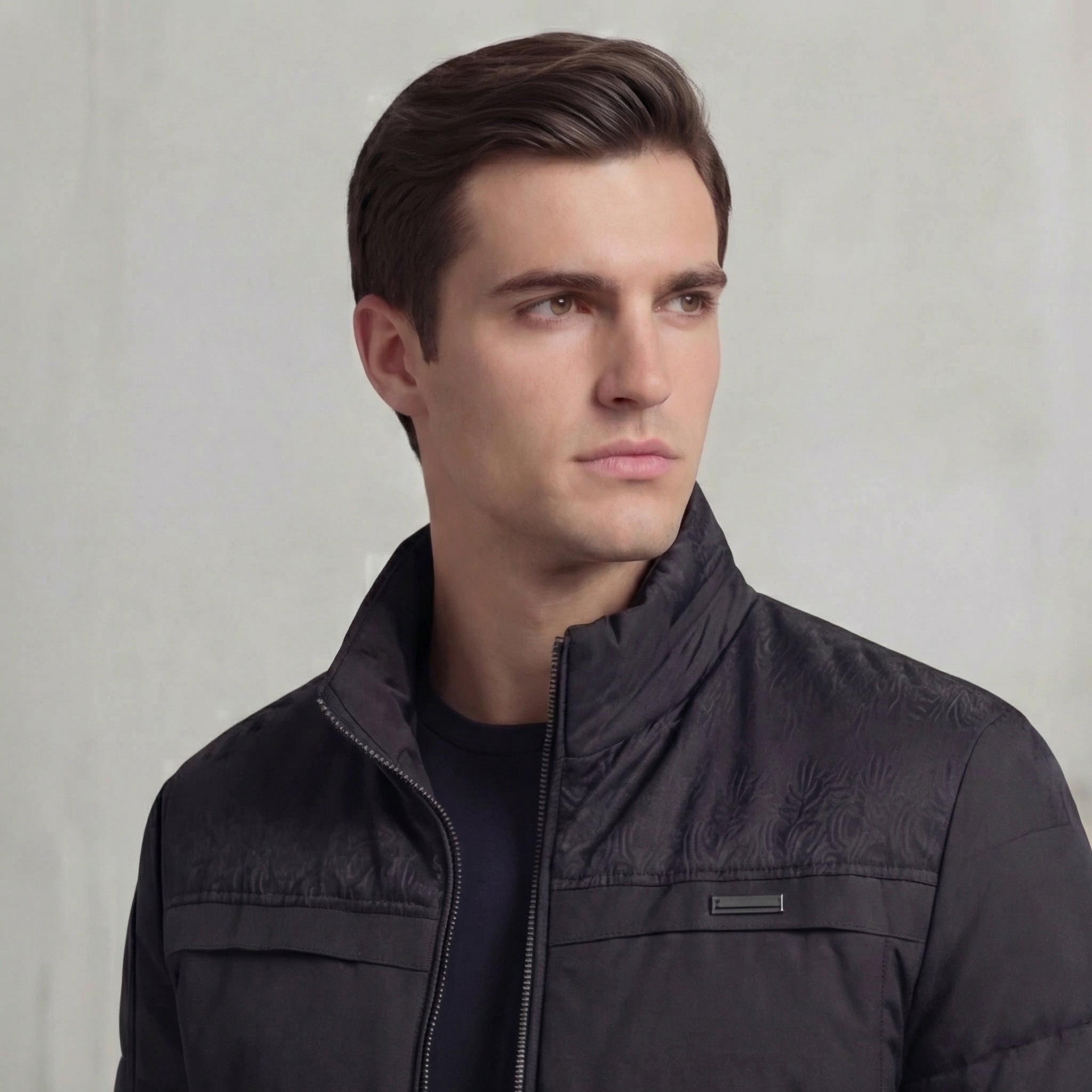 Herren gesteppte Fleecejacke mit Stehkragen