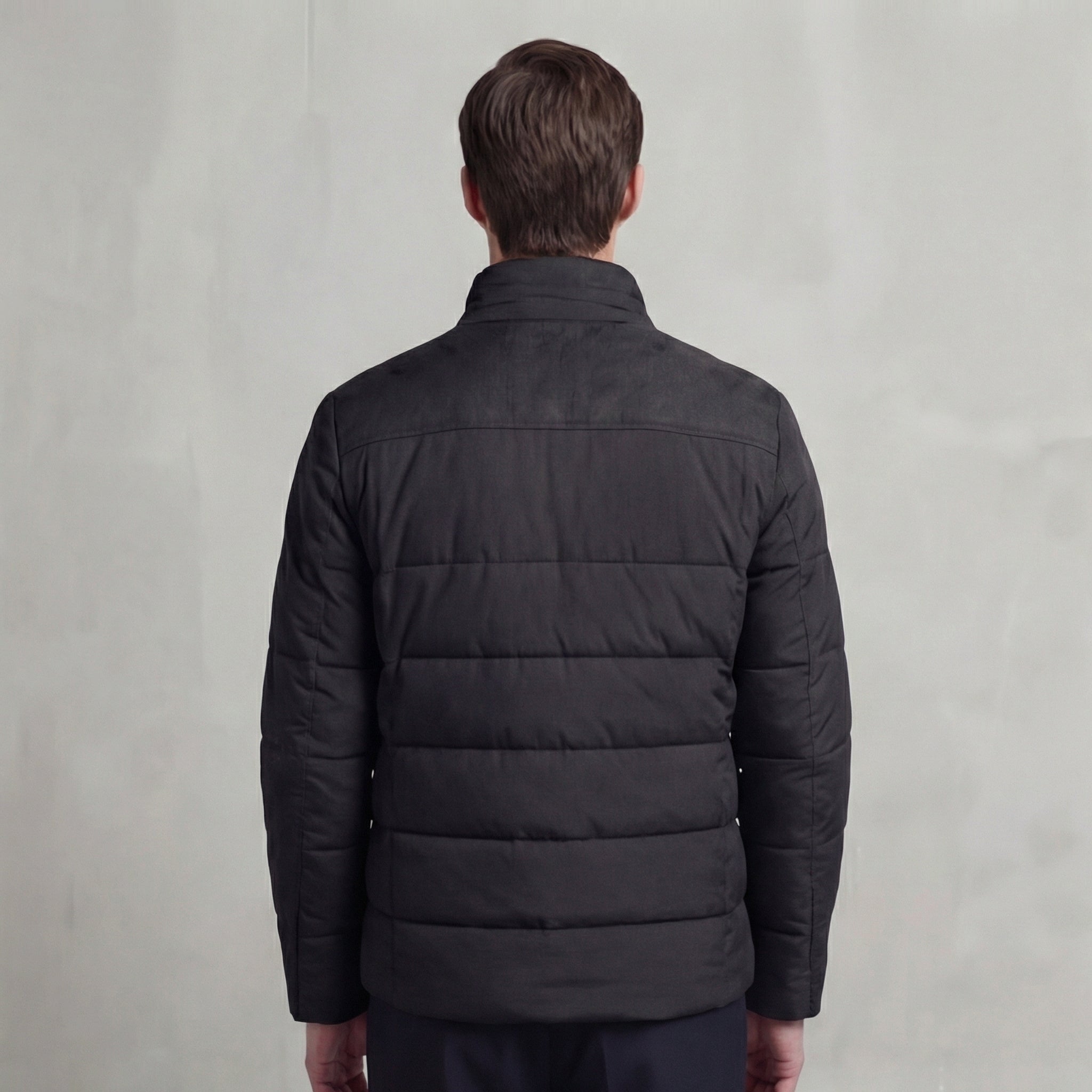 Herren gesteppte Fleecejacke mit Stehkragen