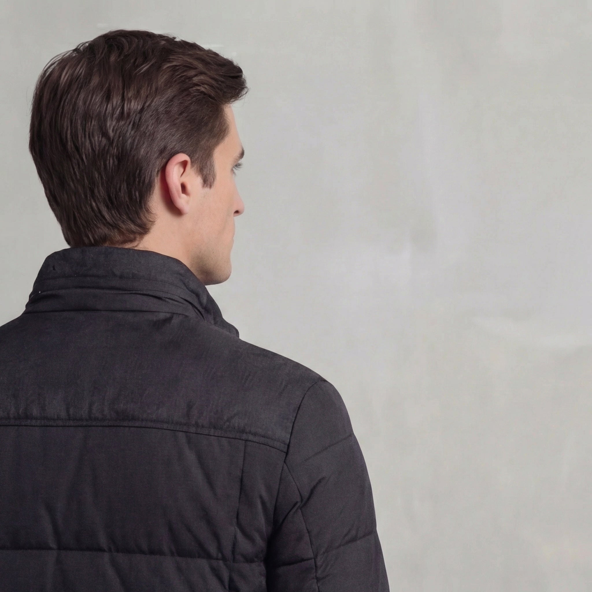 Herren gesteppte Fleecejacke mit Stehkragen