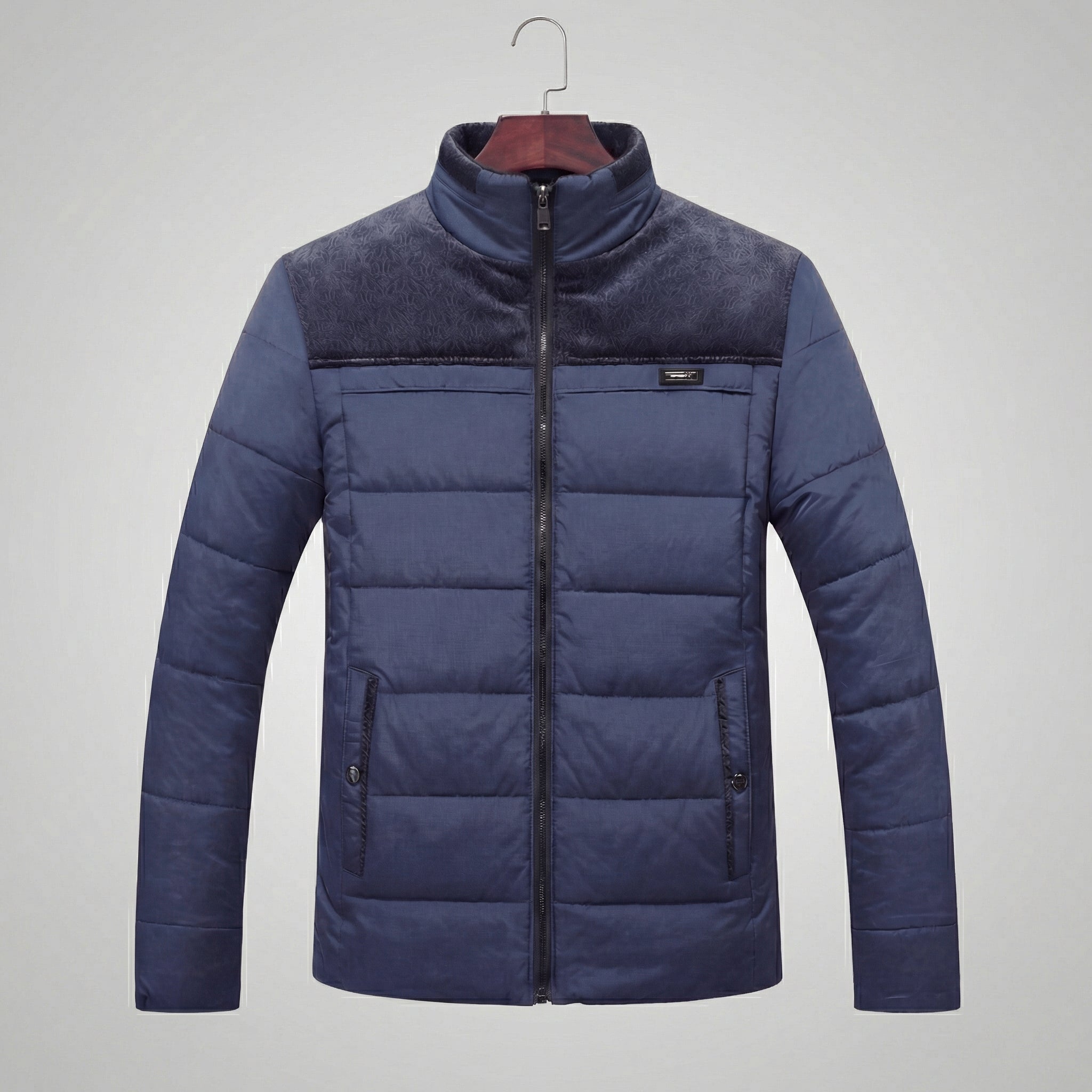 Herren gesteppte Fleecejacke mit Stehkragen