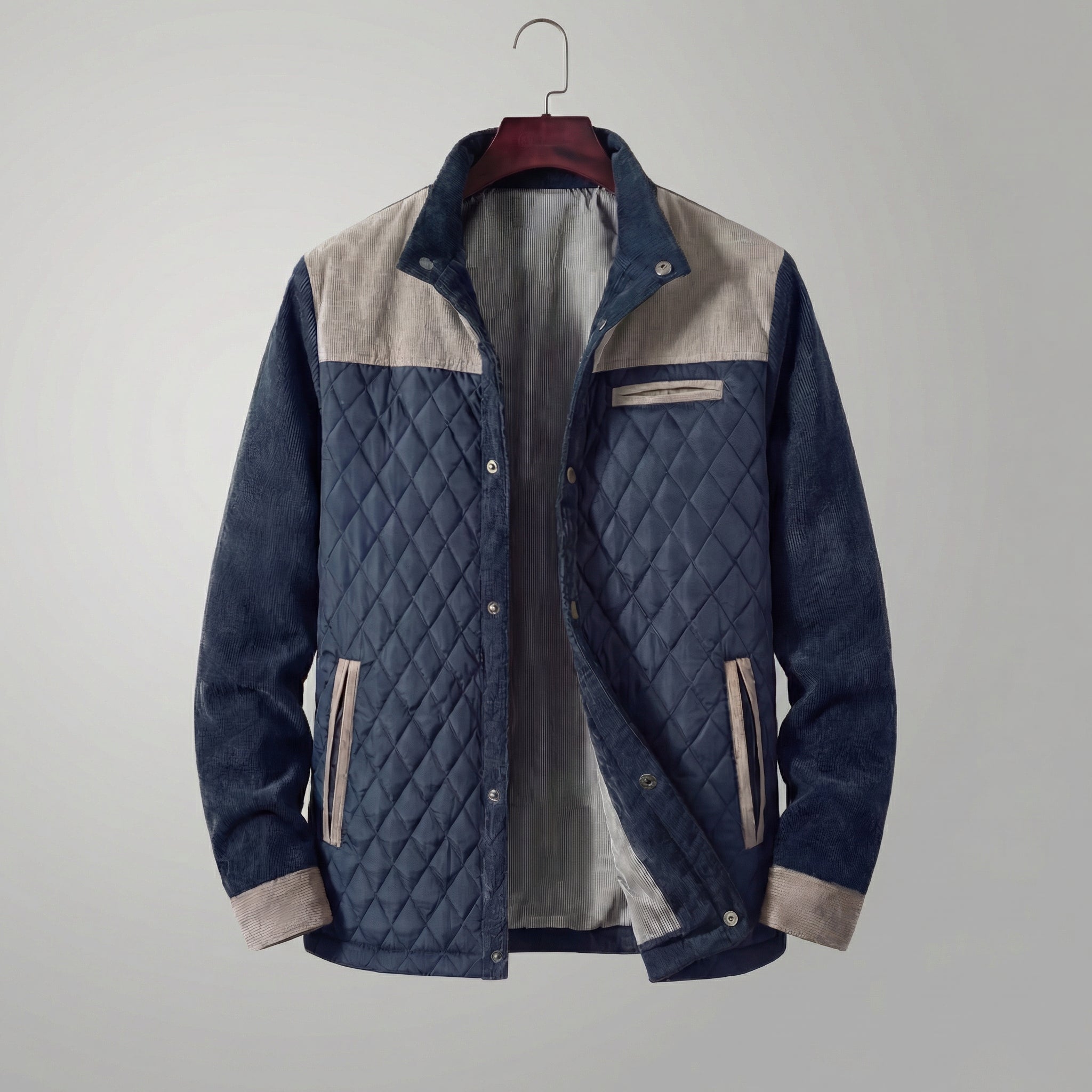 Giacca primaverile trapuntata da uomo con collo alto