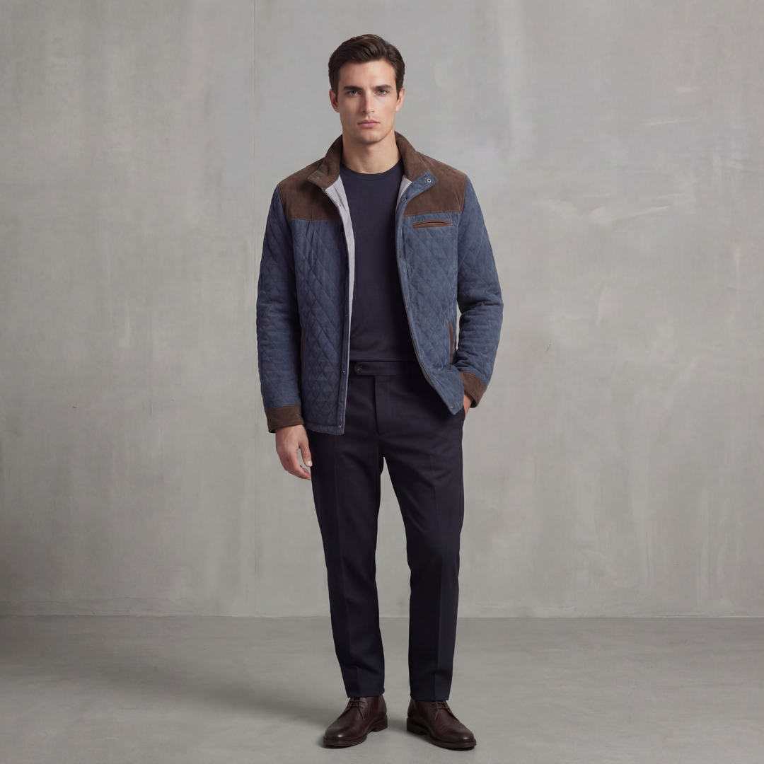 Giacca primaverile trapuntata da uomo con collo alto