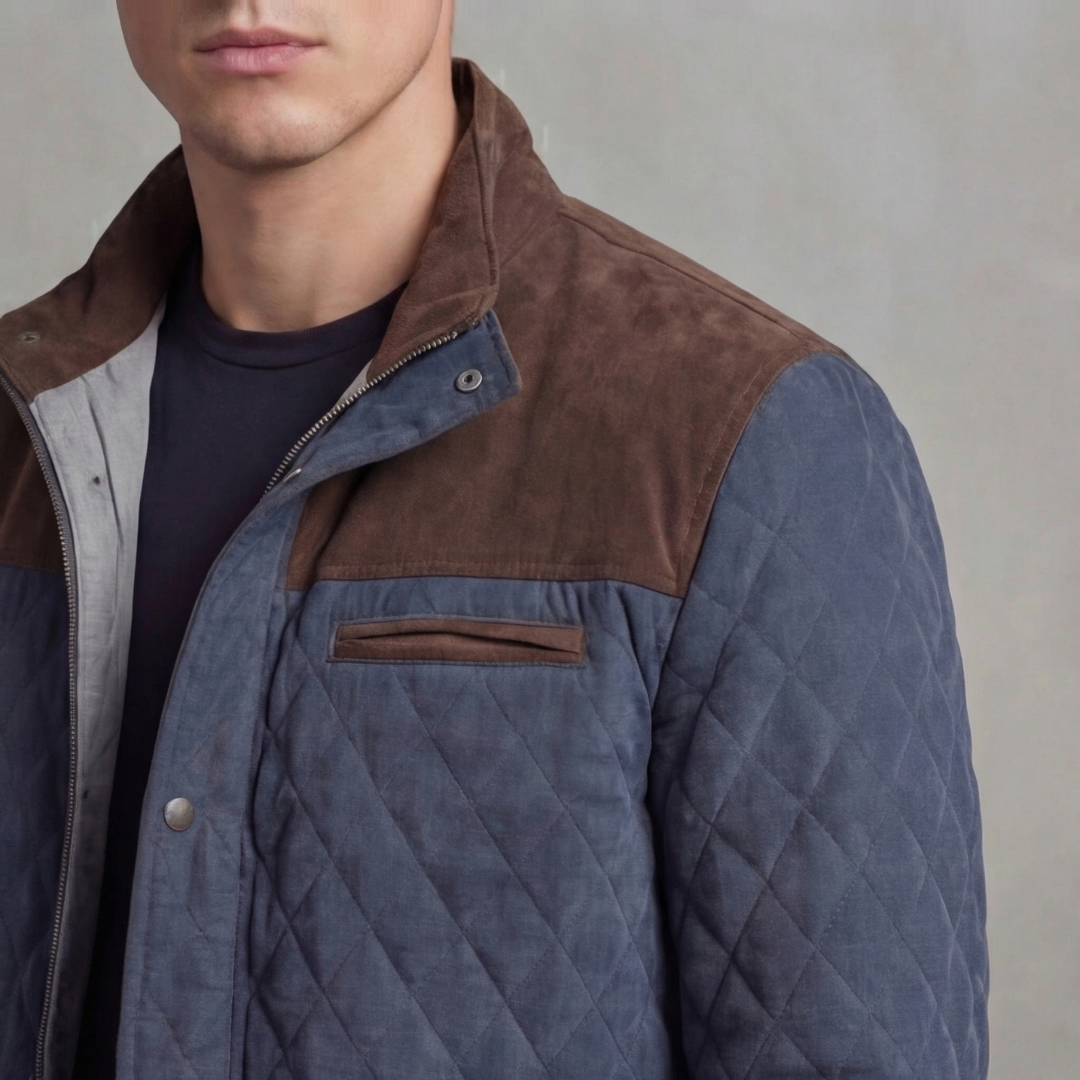 Giacca primaverile trapuntata da uomo con collo alto