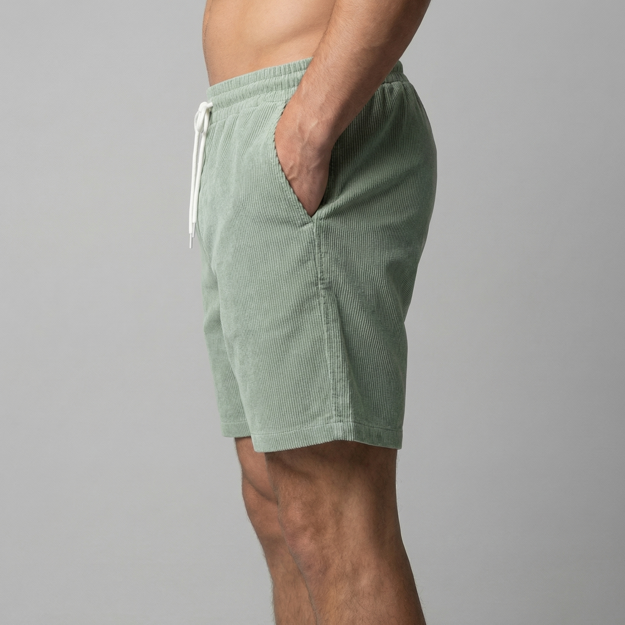 Pantalones Cortos de Pana de Corte Relajado para Hombre