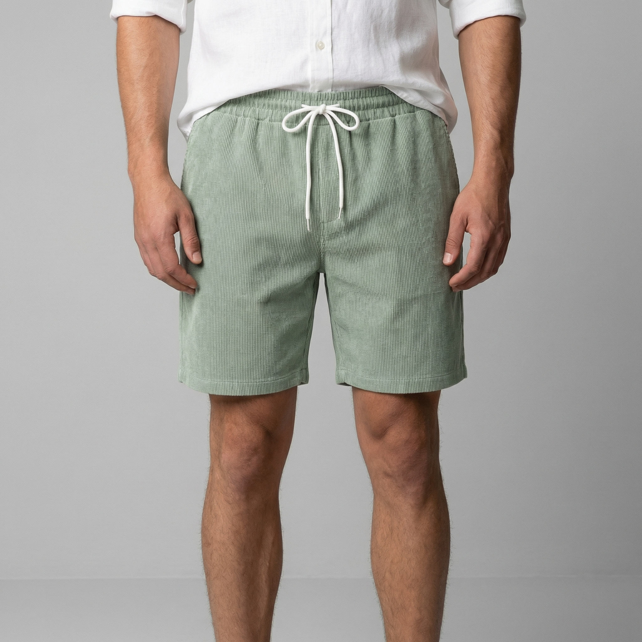Pantalones Cortos de Pana de Corte Relajado para Hombre