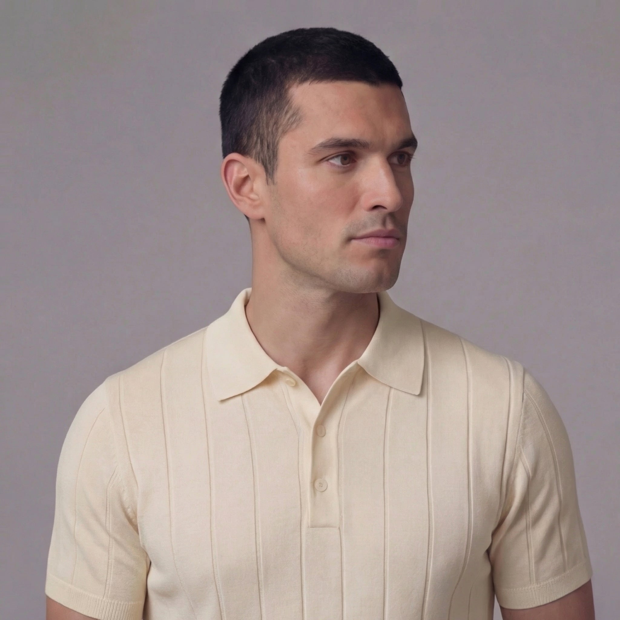 Polo de punto acanalado para hombre