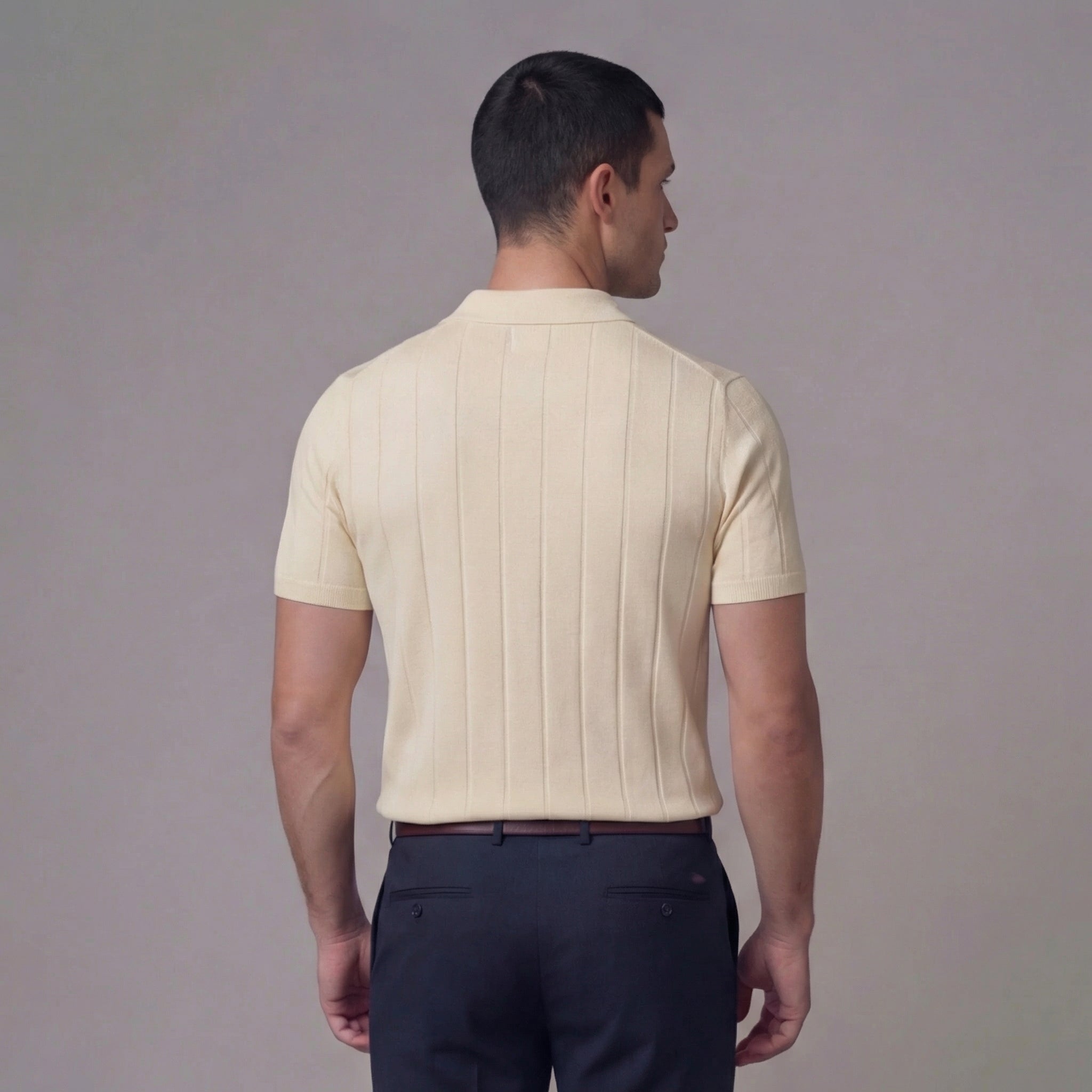 Polo de punto acanalado para hombre