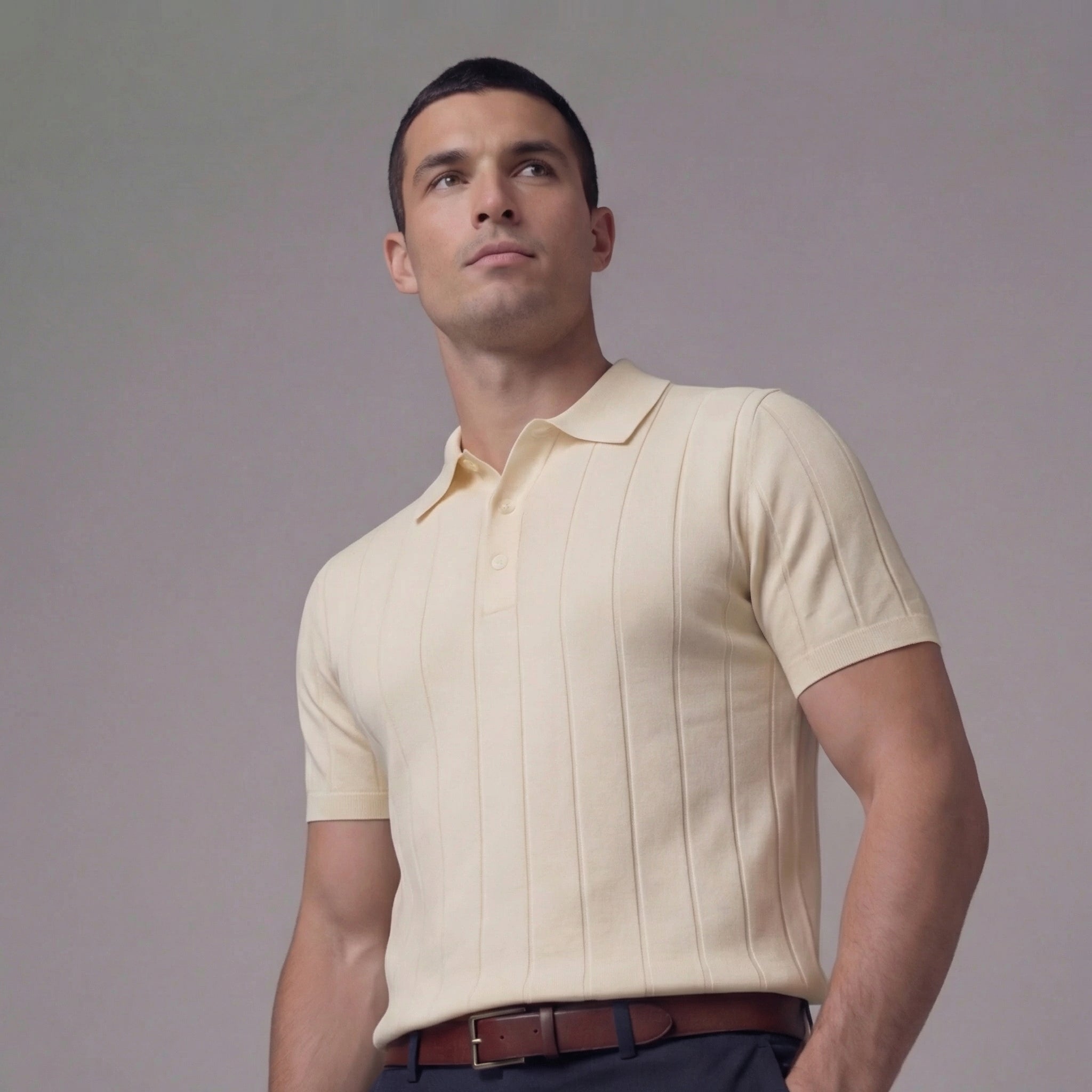 Polo de punto acanalado para hombre