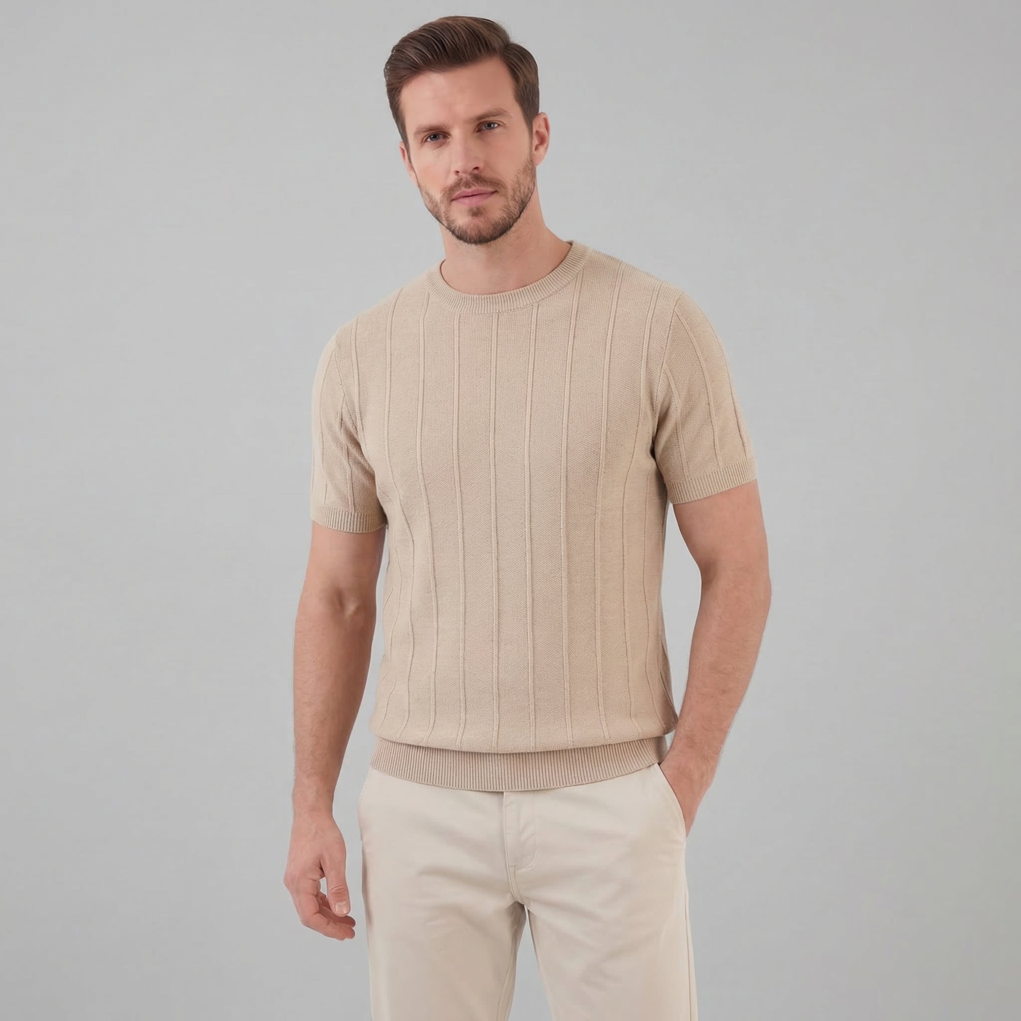 T-shirt a coste da uomo