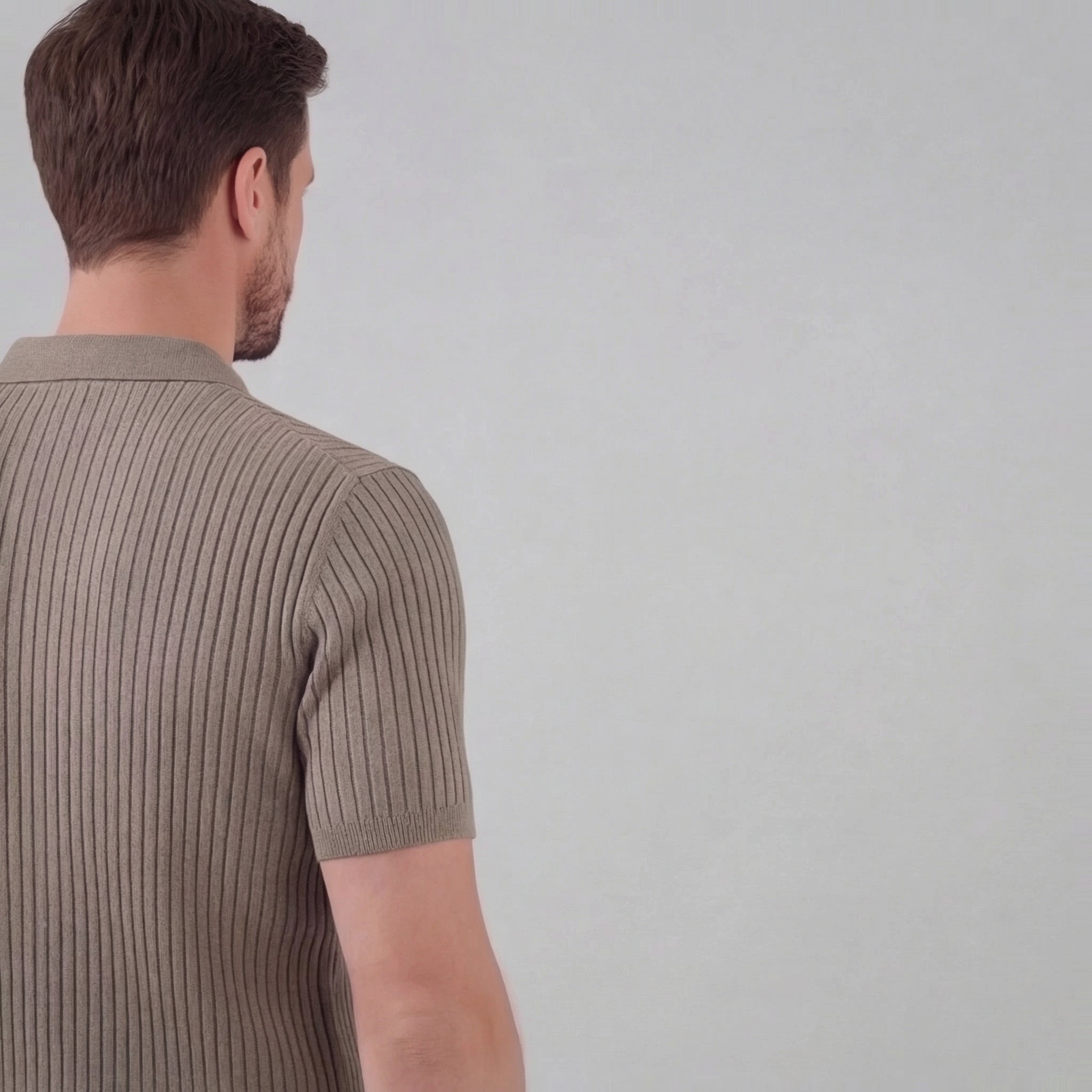 Polo de manga corta de punto acanalado para hombre