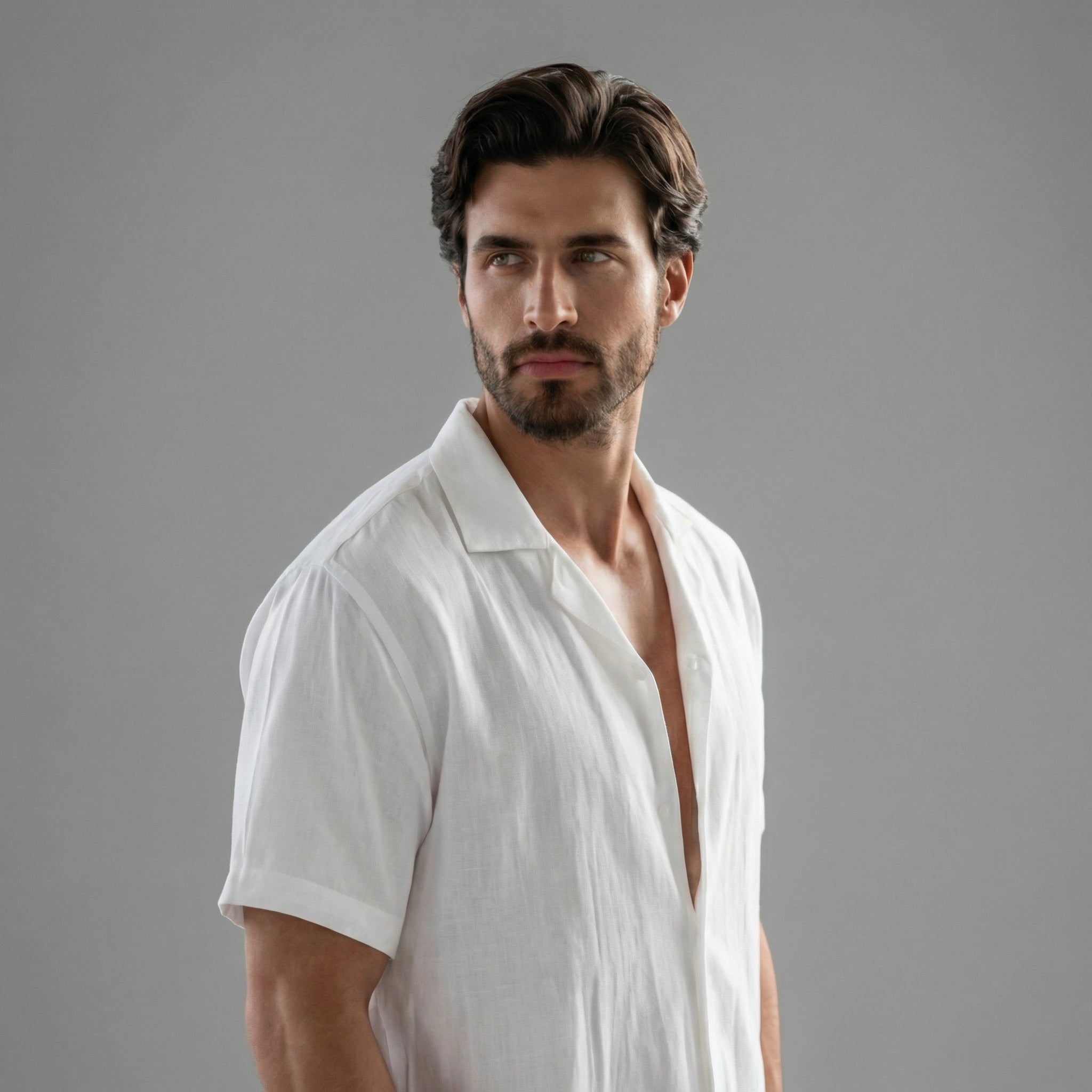 Conjunto de verano de lino de manga corta para hombre