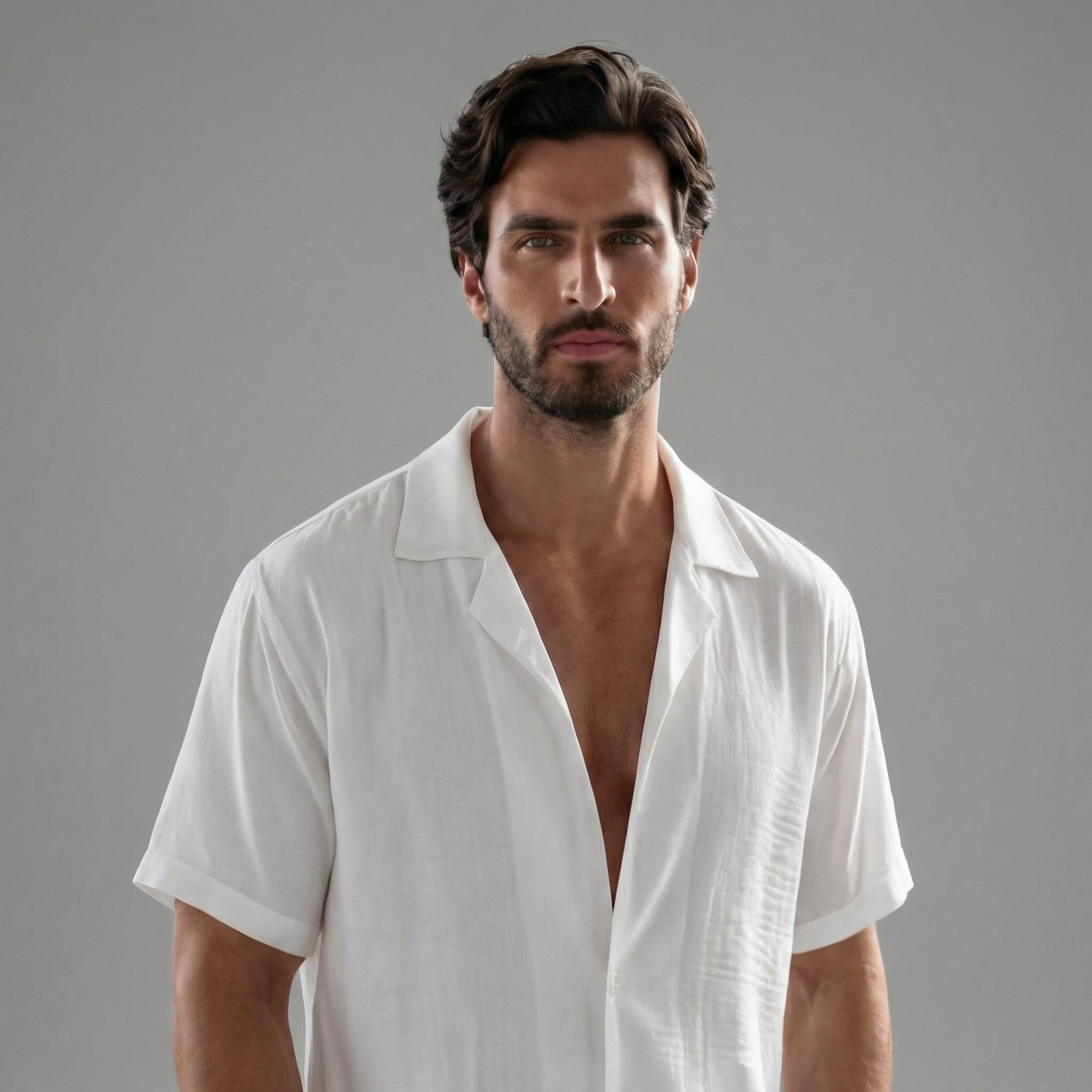 Conjunto de verano de lino de manga corta para hombre