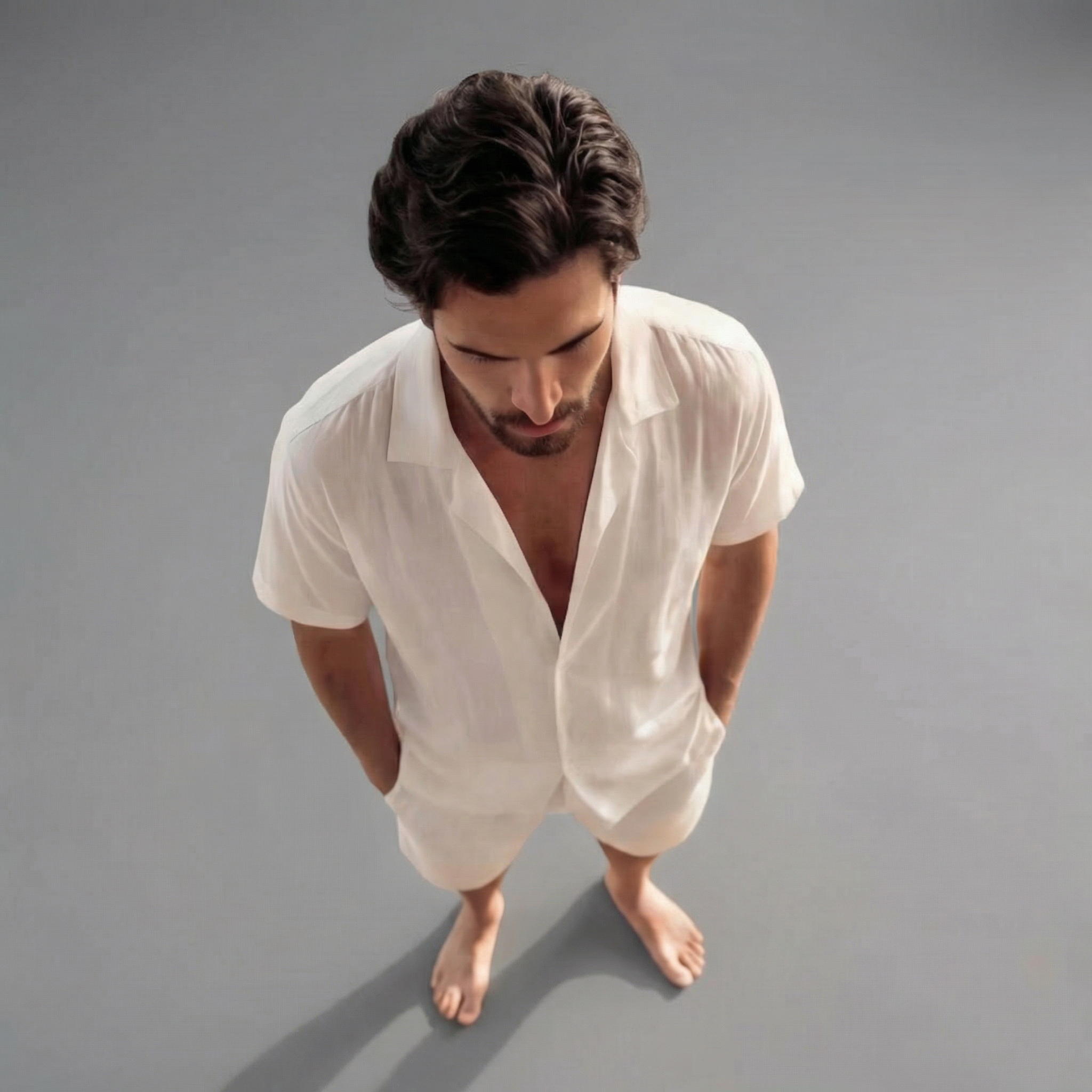 Herre kortærmet linned sommersæt