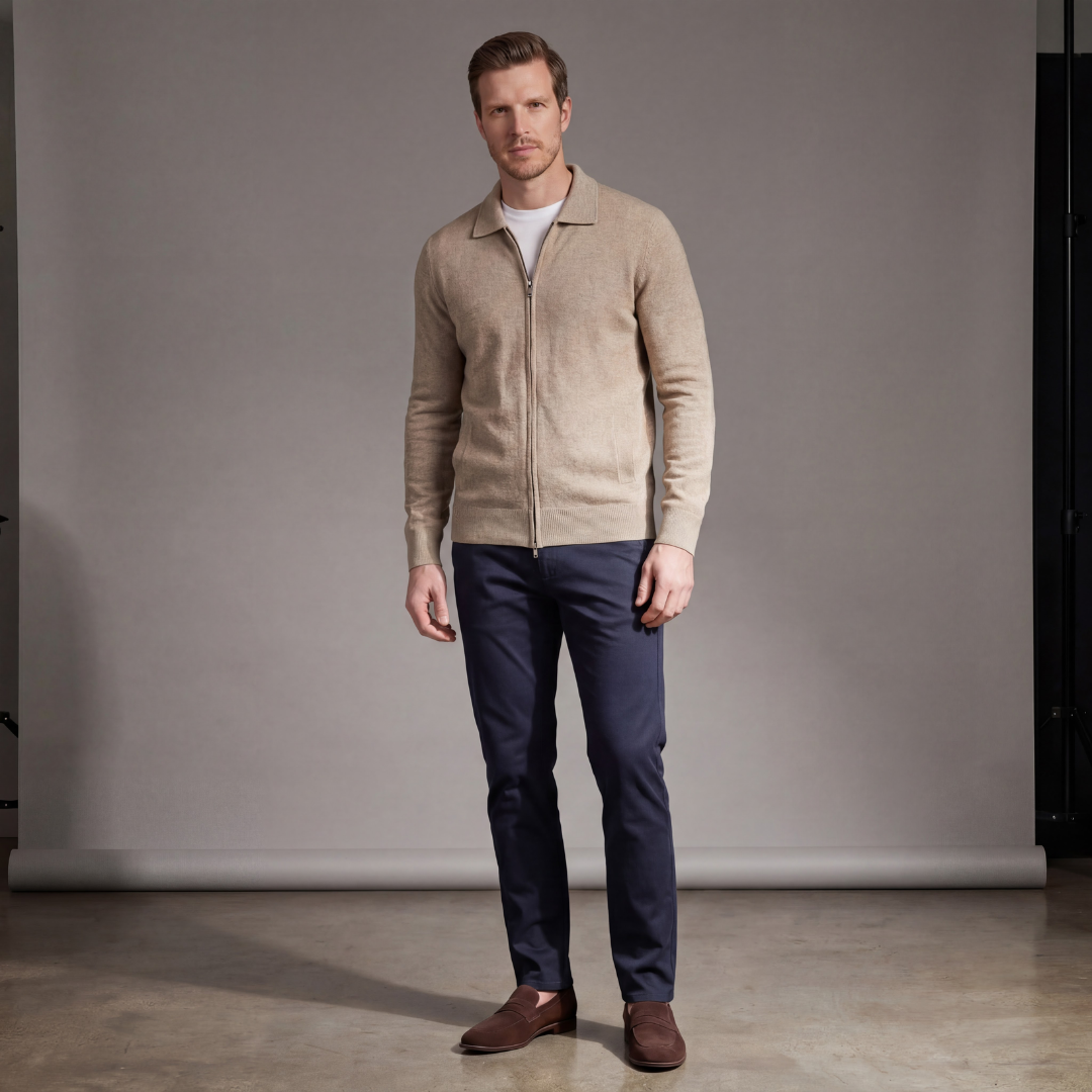 Chaleco con Cremallera de Tela Suave para Hombre
