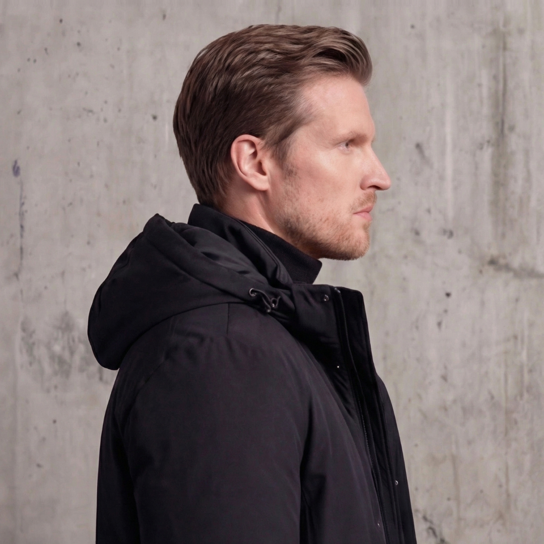 Giacca imbottita primaverile da uomo con cappuccio