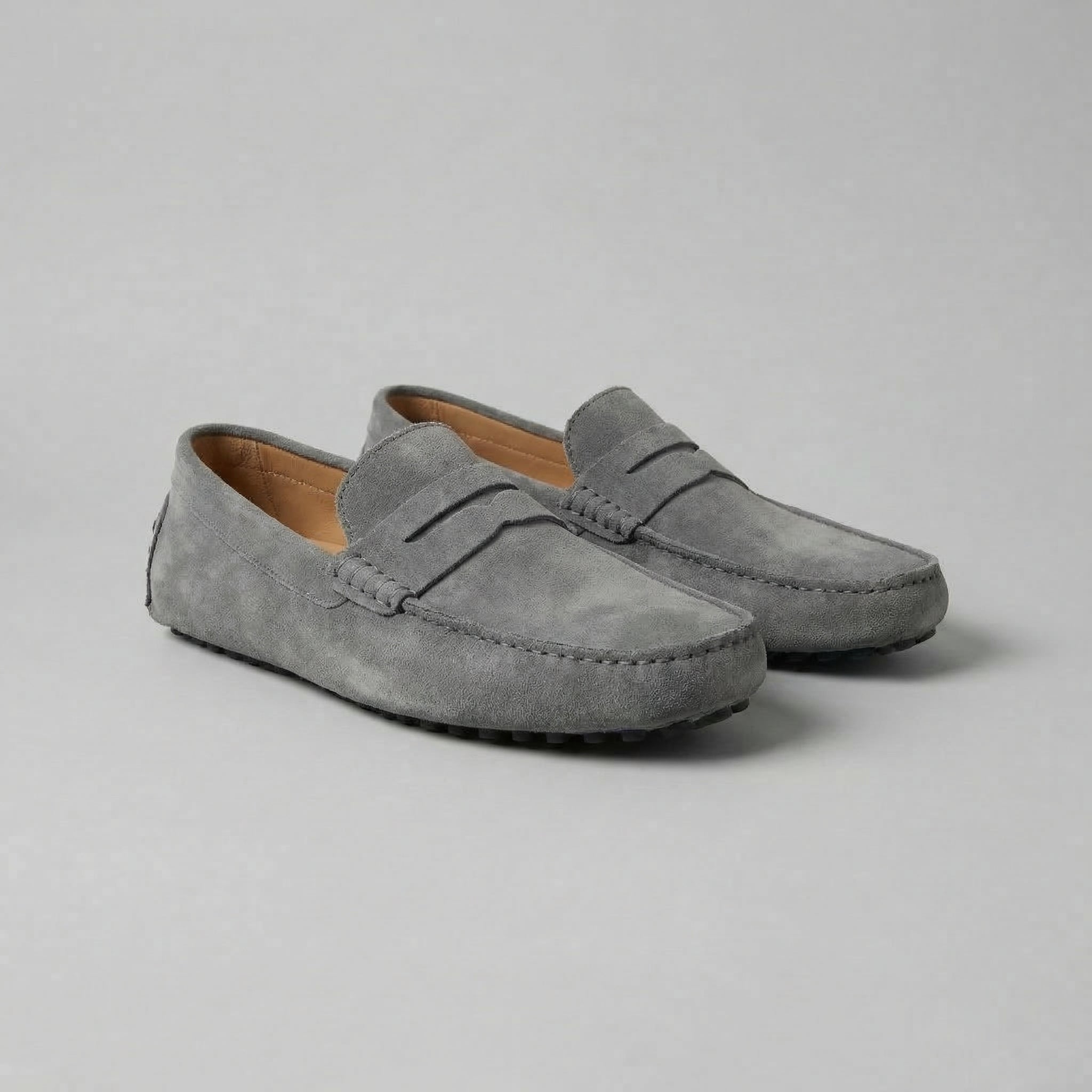Mocasines Penny de Piel Ante Estilizados para Hombre