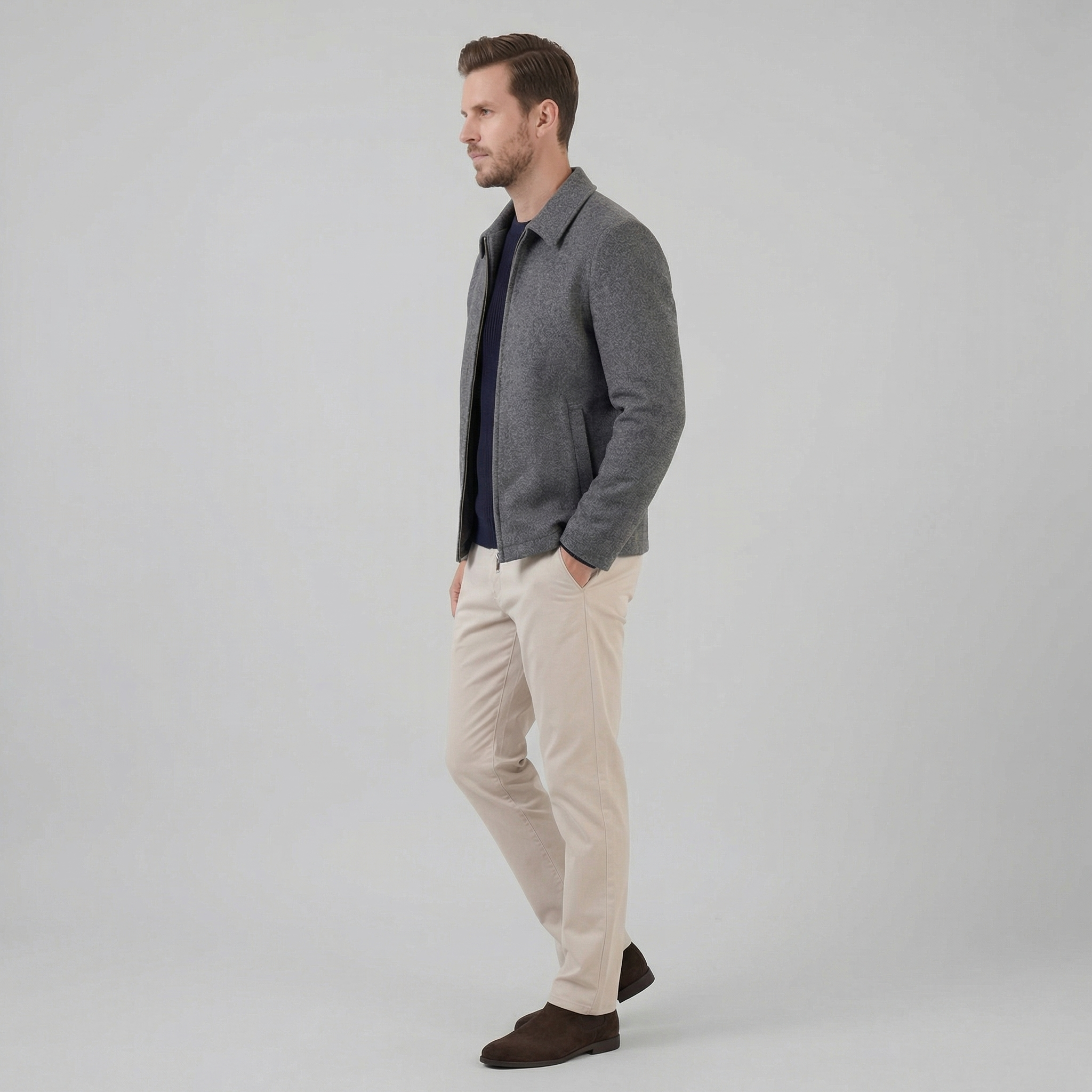 Chaqueta de Mezcla de Lana para Hombre
