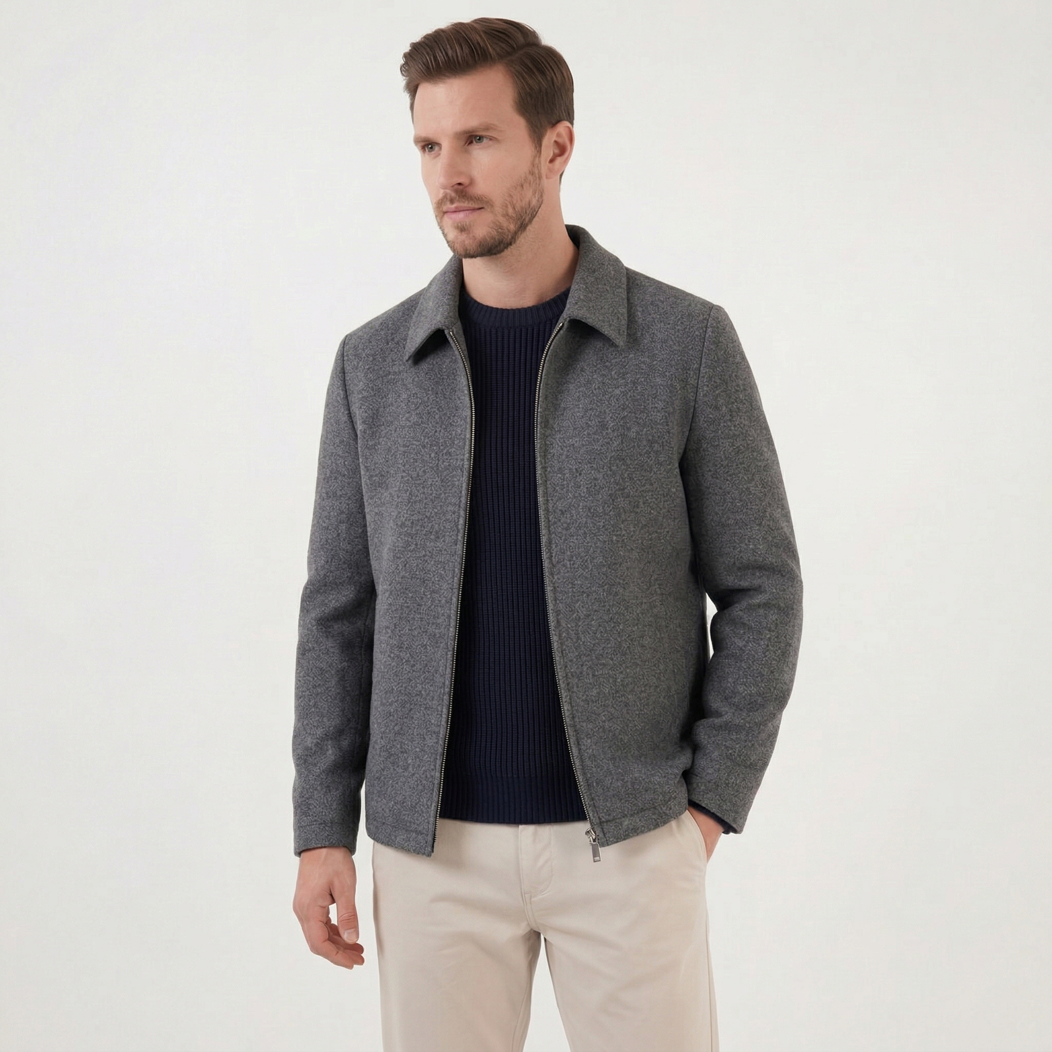 Chaqueta de Mezcla de Lana para Hombre